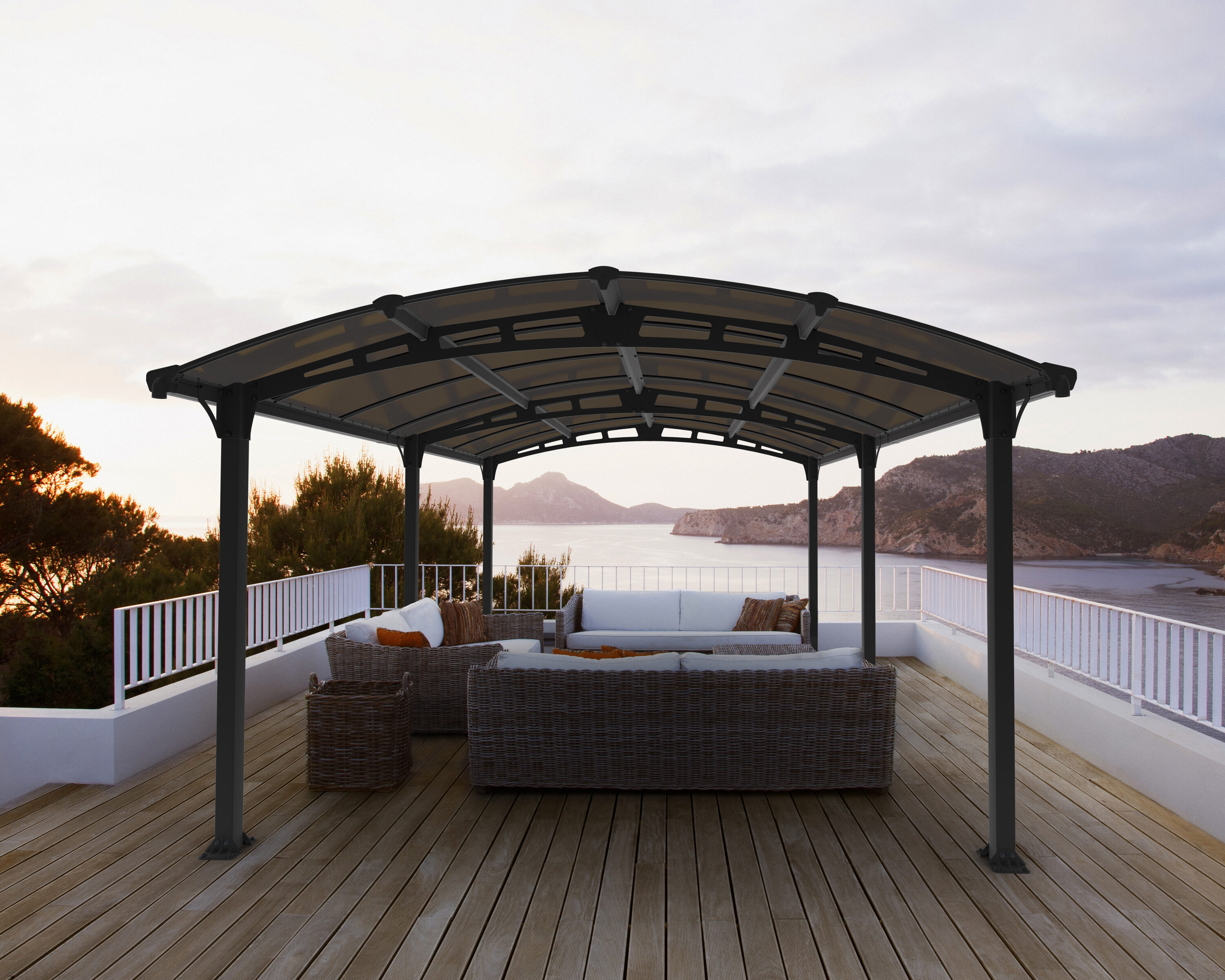 Canopia by Palram 705533 Gray Frame/Bronze Panels Rectangle Gazebo with Hardtop Roof
