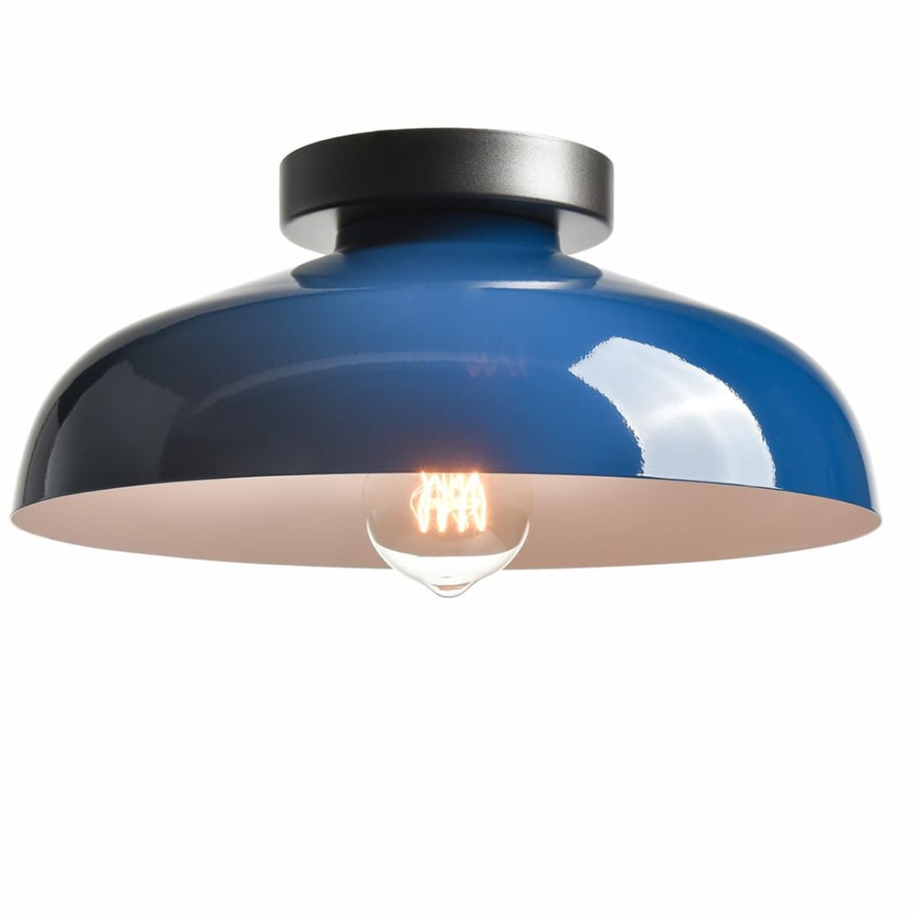 Claxy DIR-T7261CU-BL Barn 1 -Light 11.8-in Polished Blue Flush Mount Light