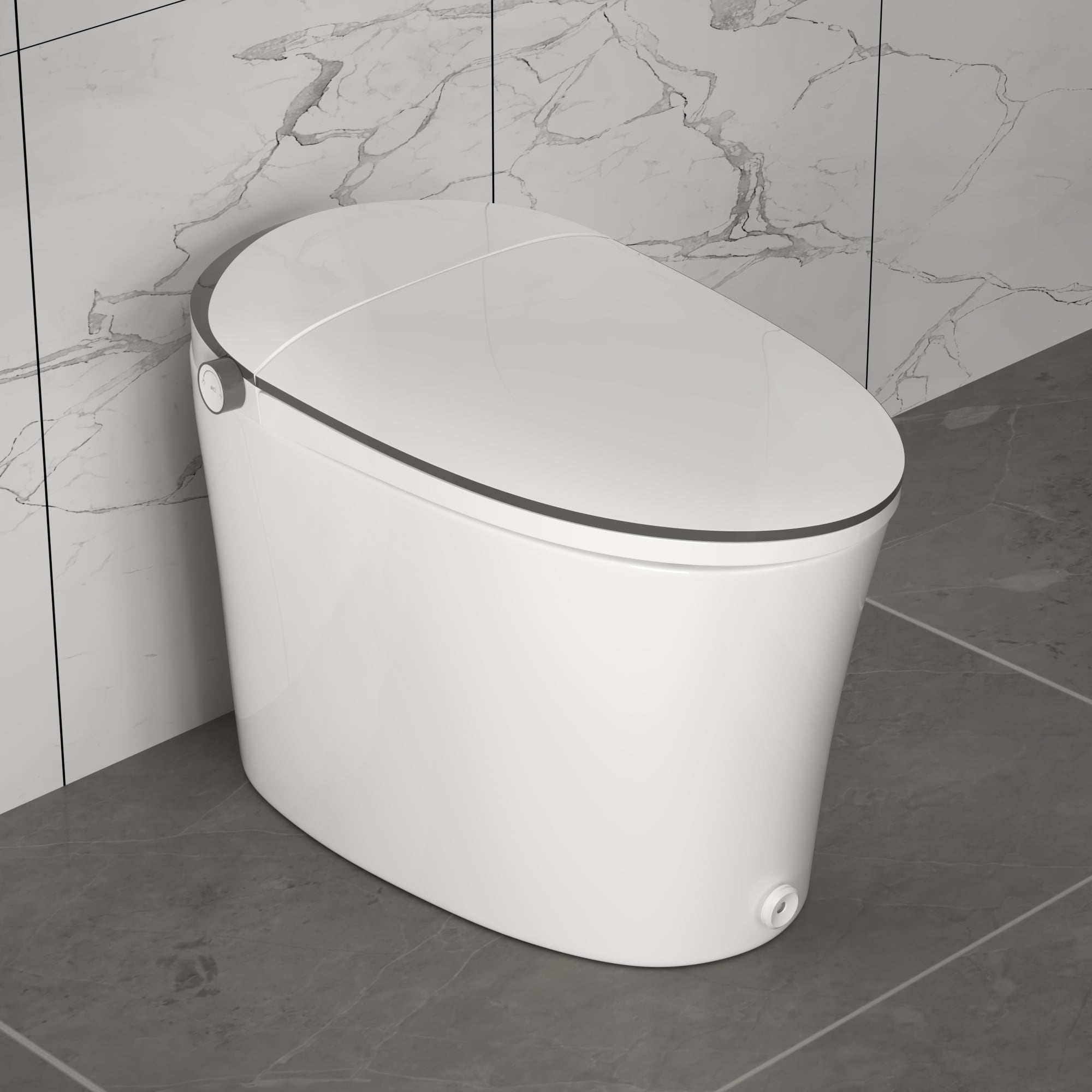 DeerValley DV-1S0019 Apex White Touchless Flush Elongated Standard height Smart Soft Close 1-piece Bidet 12-in Rough-In 1.28 GPF