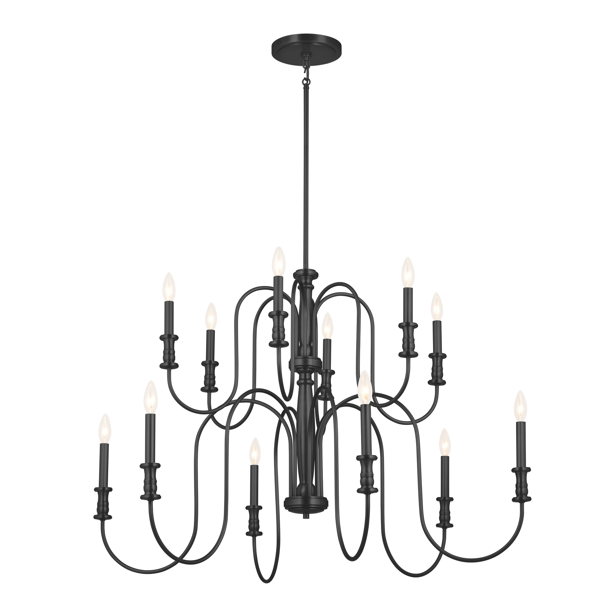 Kichler Karthe 12Light Black Farmhouse Chandelier in the Chandeliers