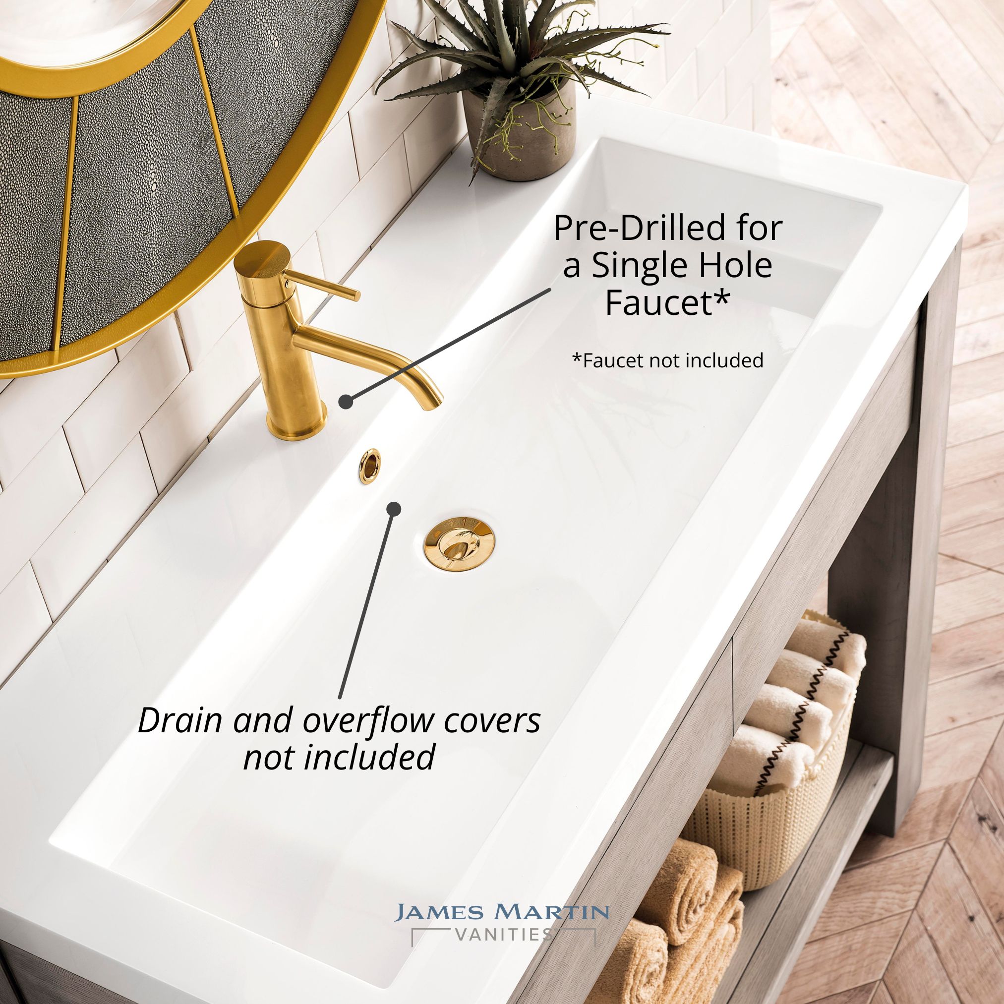 Platinum Ash 39" Freestanding Single Vanity with Mineral Composite Top