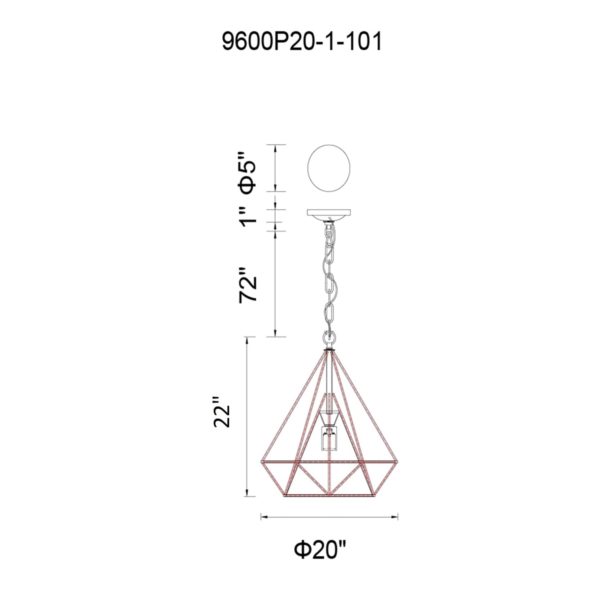 Contemporary Chrome Diamond 20" Pendant Chandelier