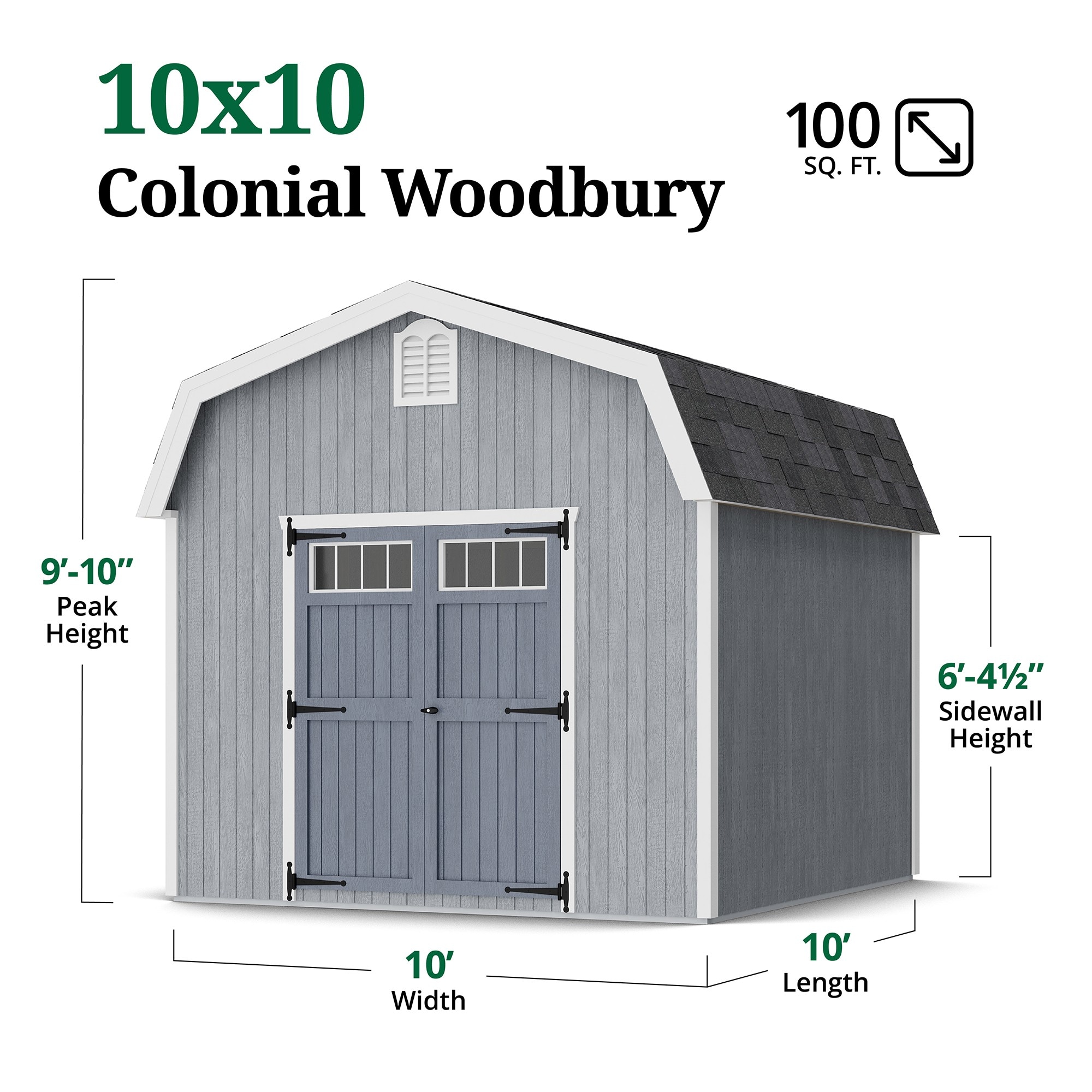 Little Cottage Co 10X10 WBCGS-PC Wood-Storage-Buildings - View #3