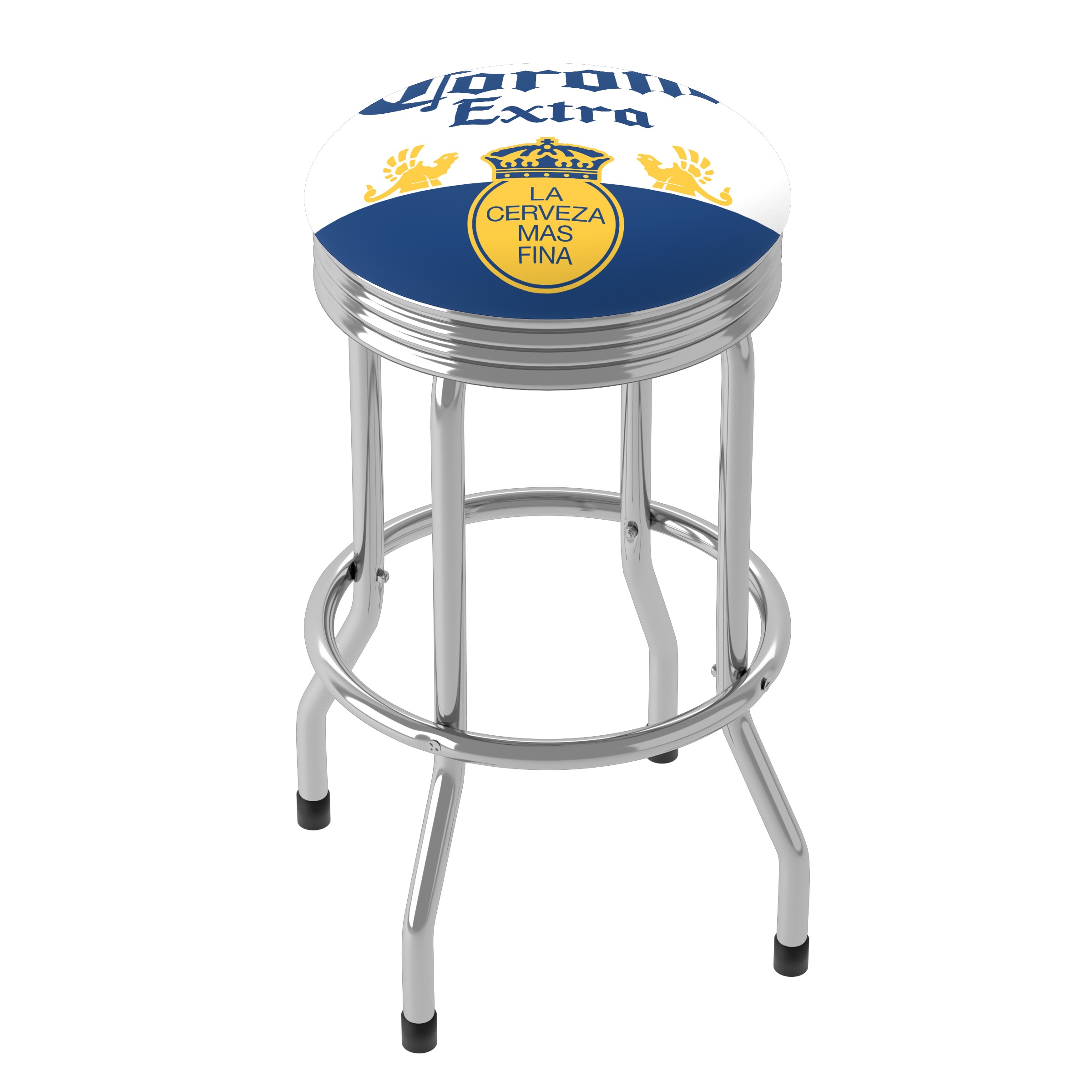 Trademark Gameroom CRN1005-LBL-TWN Bl 2.5-in H Bar height (28-in to 33-in) Round Seat Upholstered Swivel Metal Bar Stool