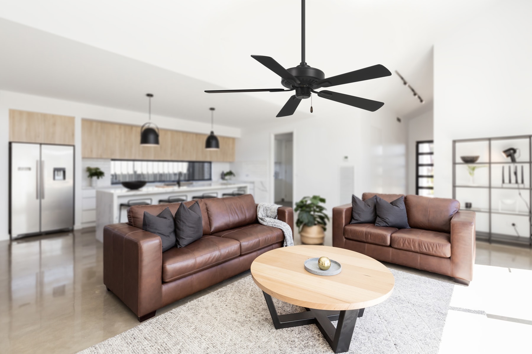 Minka Aire F556-CL Contractor Plus 52-in Black with Black Blades Ceiling Fan Without Light ( 5 -Blade )