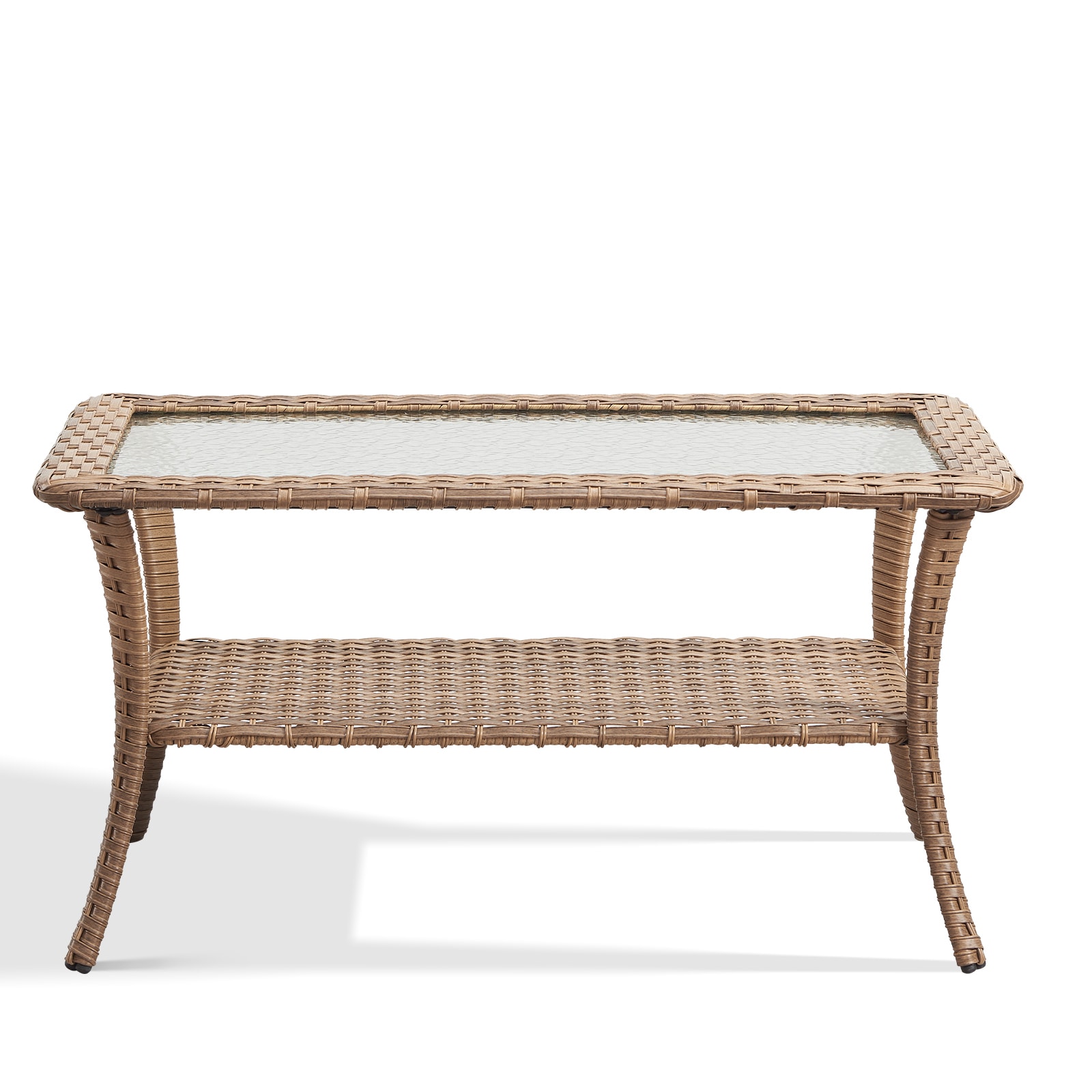 Rilyson FS113 Curved handrail Rectangle Wicker Outdoor Coffee Table 22.04-in W x 39.9-in L
