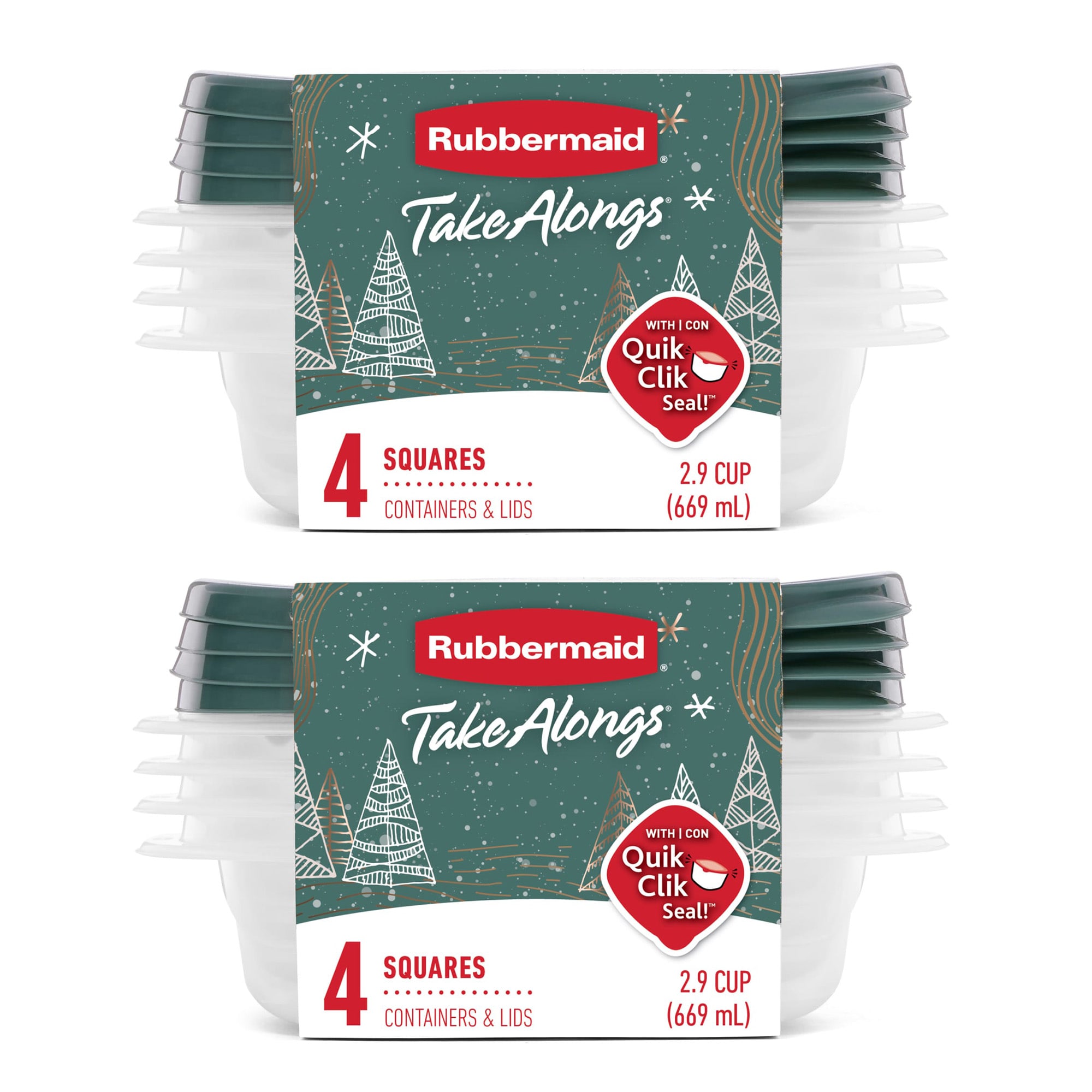 Rubbermaid 8 Pack TakeAlongs Clear Food Storage Container Lid 2.9 Cup Green #2 X 2170793