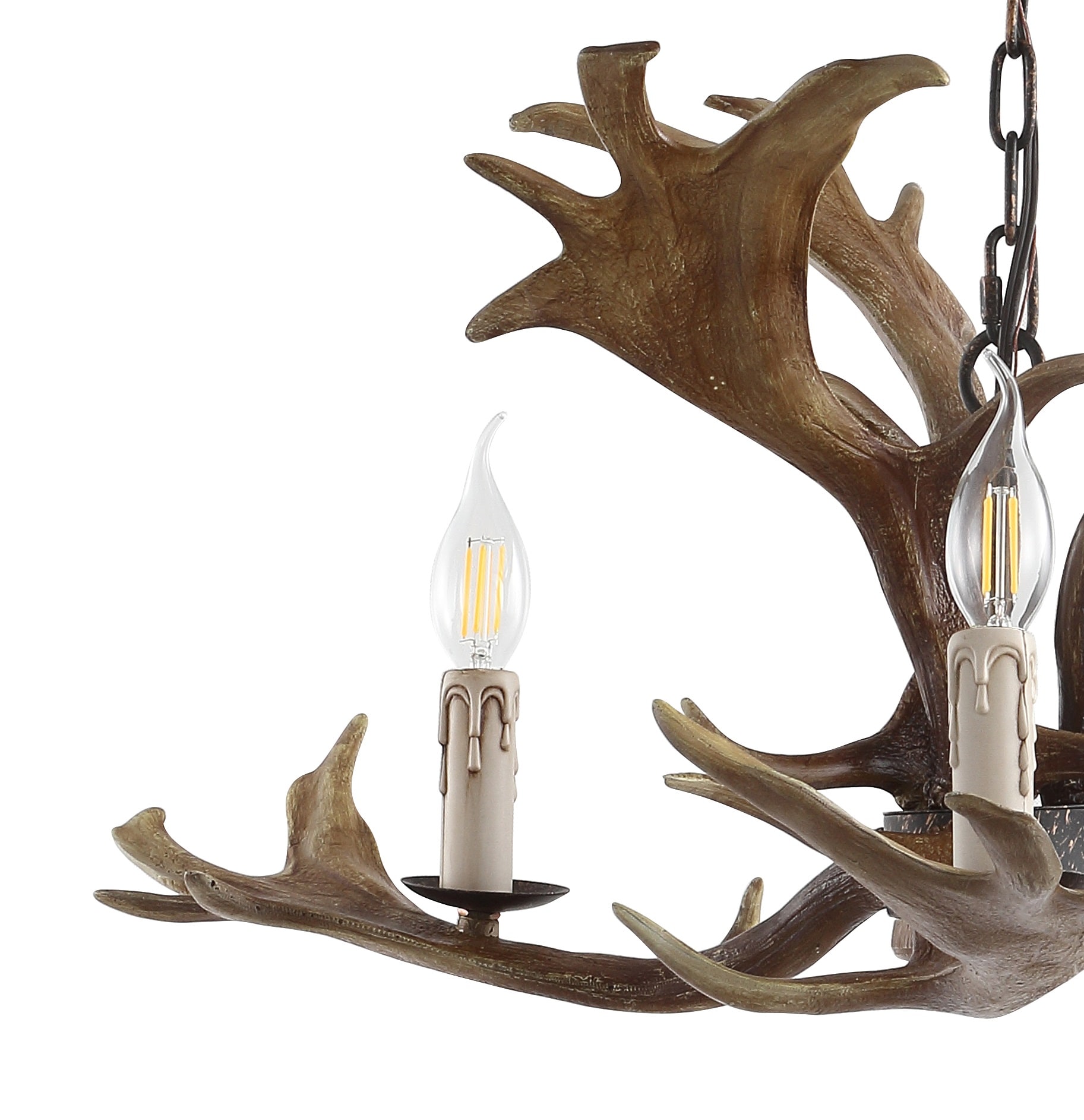 Eldora Rustic 27" Brown Resin Antler 3-Light LED Chandelier