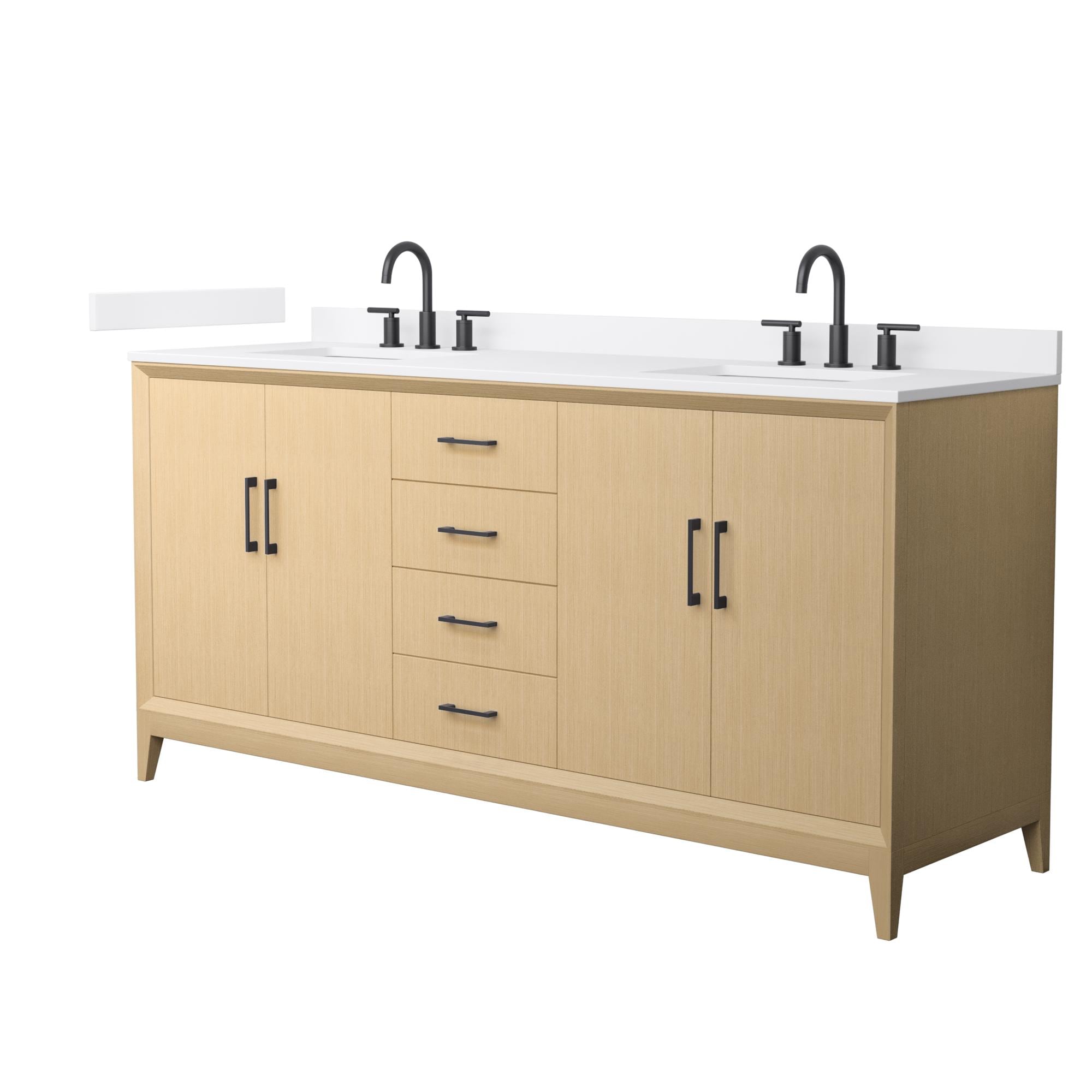 Wyndham Collection - Janna 72-in White Oak with Matte Black Trim Undermount Double Sink Bathroom ...