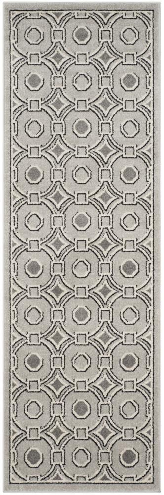 Safavieh AMT431B-27 Oka 2 x 7 (ft) Loomed Polypropylene Light Gray/Ivory Rectangular Indoor/Outdoor Geometric Runner rug