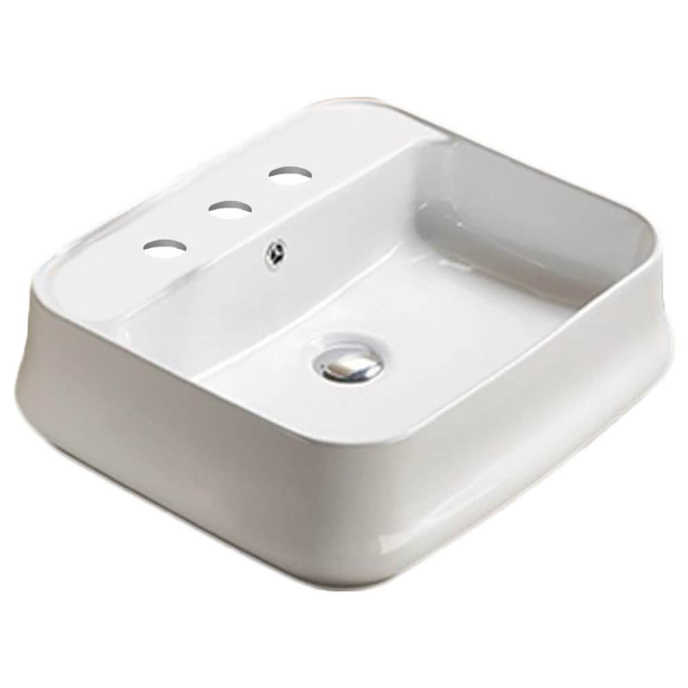 American Imaginations AI-28531 White Ceramic Vessel Rectangular Modern Bathroom Sink with Overflow Drain (18.11-in x 20.9-in)