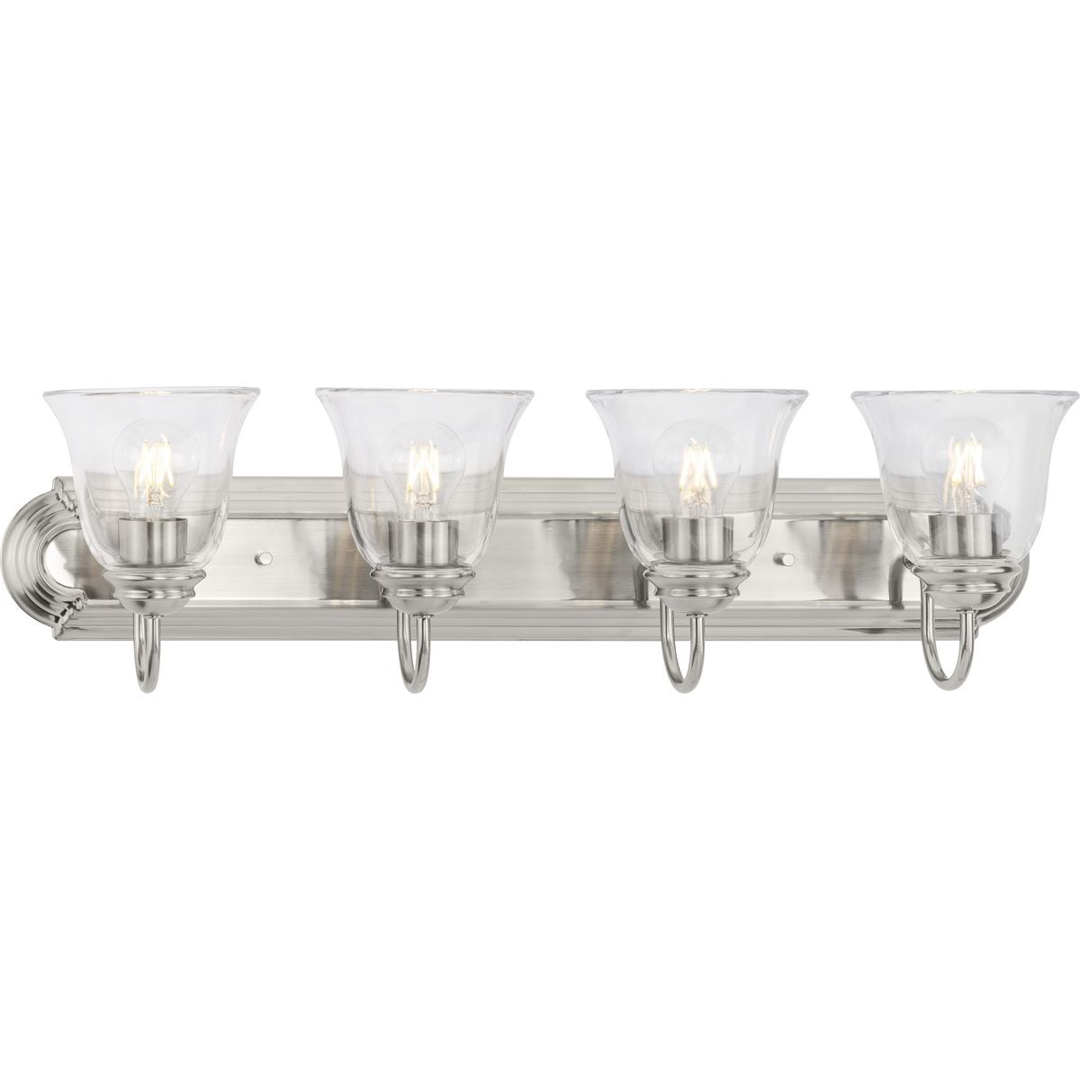 Progress Lighting P300392-009 Clear Glass 30-in 4 -Light Brushed Nickel Transitional Vanity light