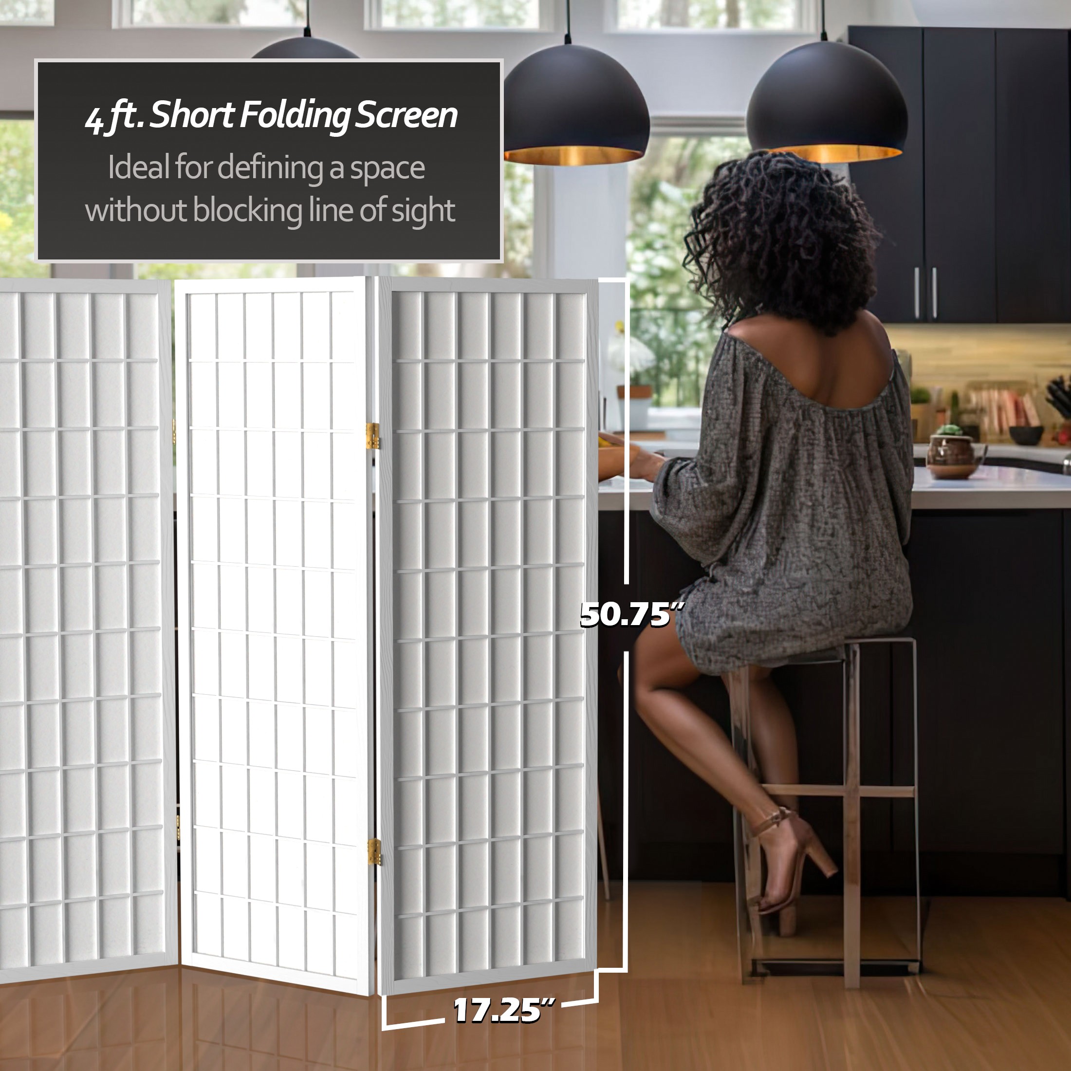 Oriental Furniture WP48-WHT-3P Indoor-Privacy-Screens - View #5