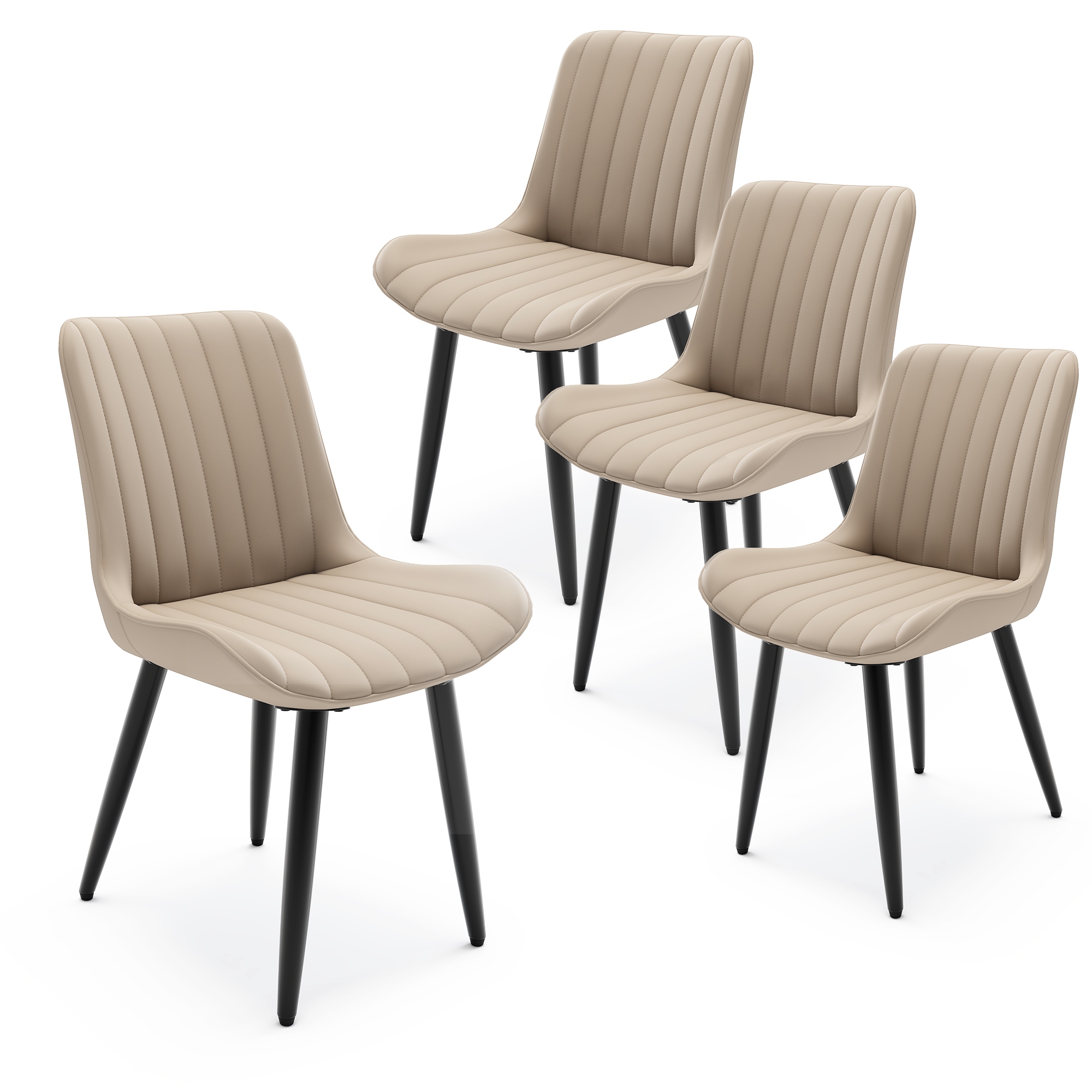 GDFStudio Cream PU Leather Dining Chairs Set of 4 Modern Side Chairs — free download