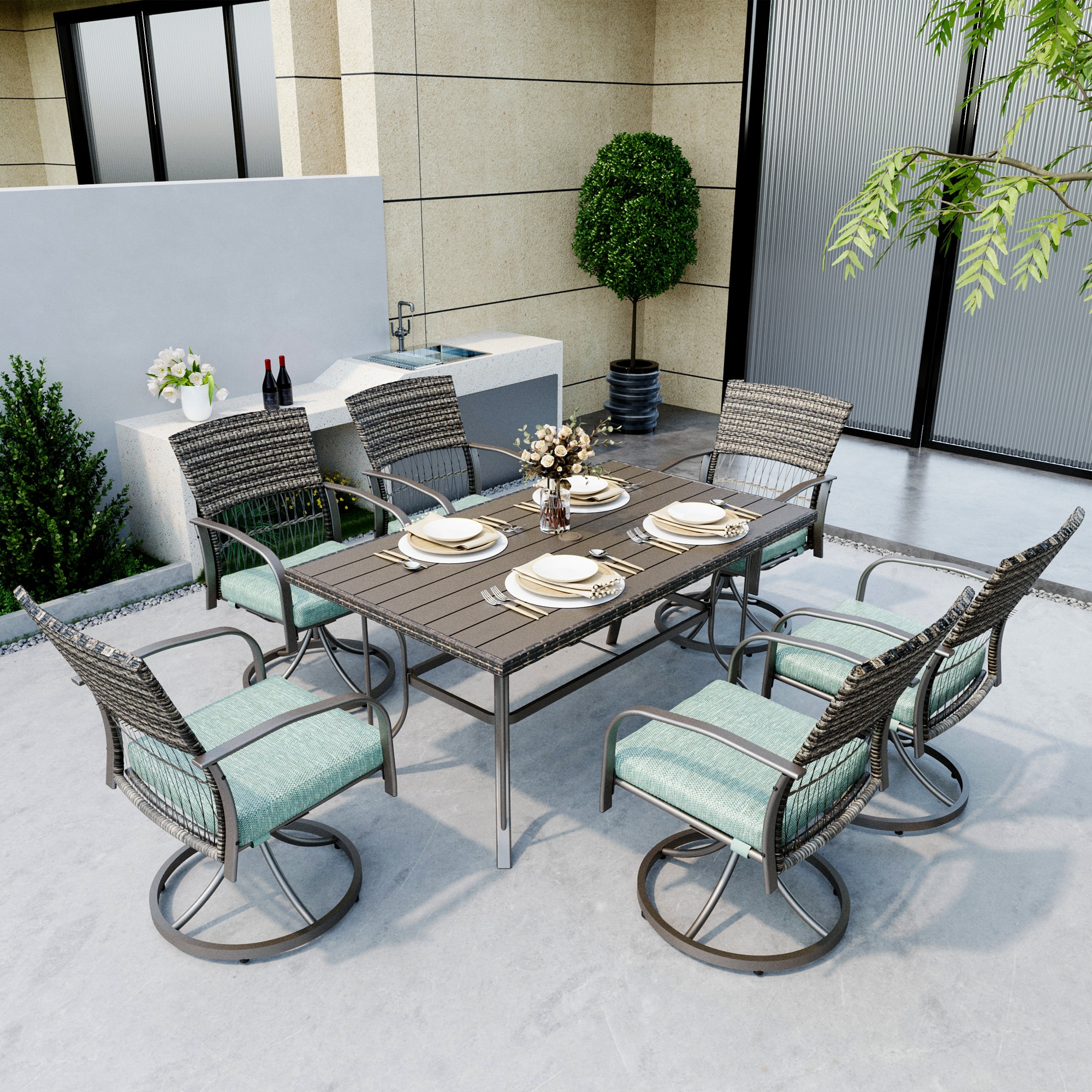 PamaPic TB-CZ-ZY-7JT-L-WL1 Patio-Dining-Sets - View #2