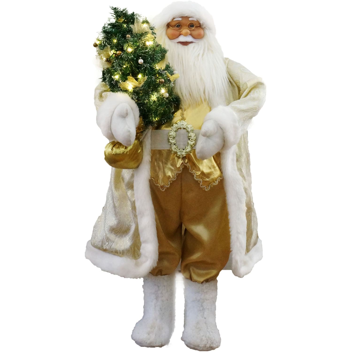 Fraser Hill Farm FASC036M-19WHTGLD 36-in Musical Santa Animatronic Free Standing Decoration