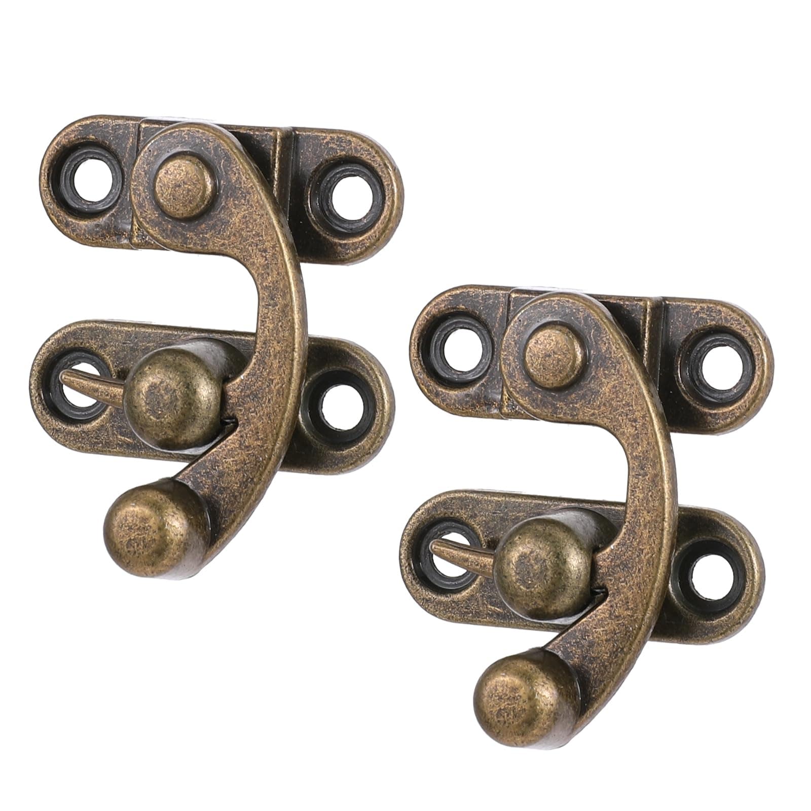 Aoibox  2 Piece Mini Swing Arm Clasp Latches Antique Vintage Hook Hasps for Suitcases Jewelry Boxes and Toolboxes