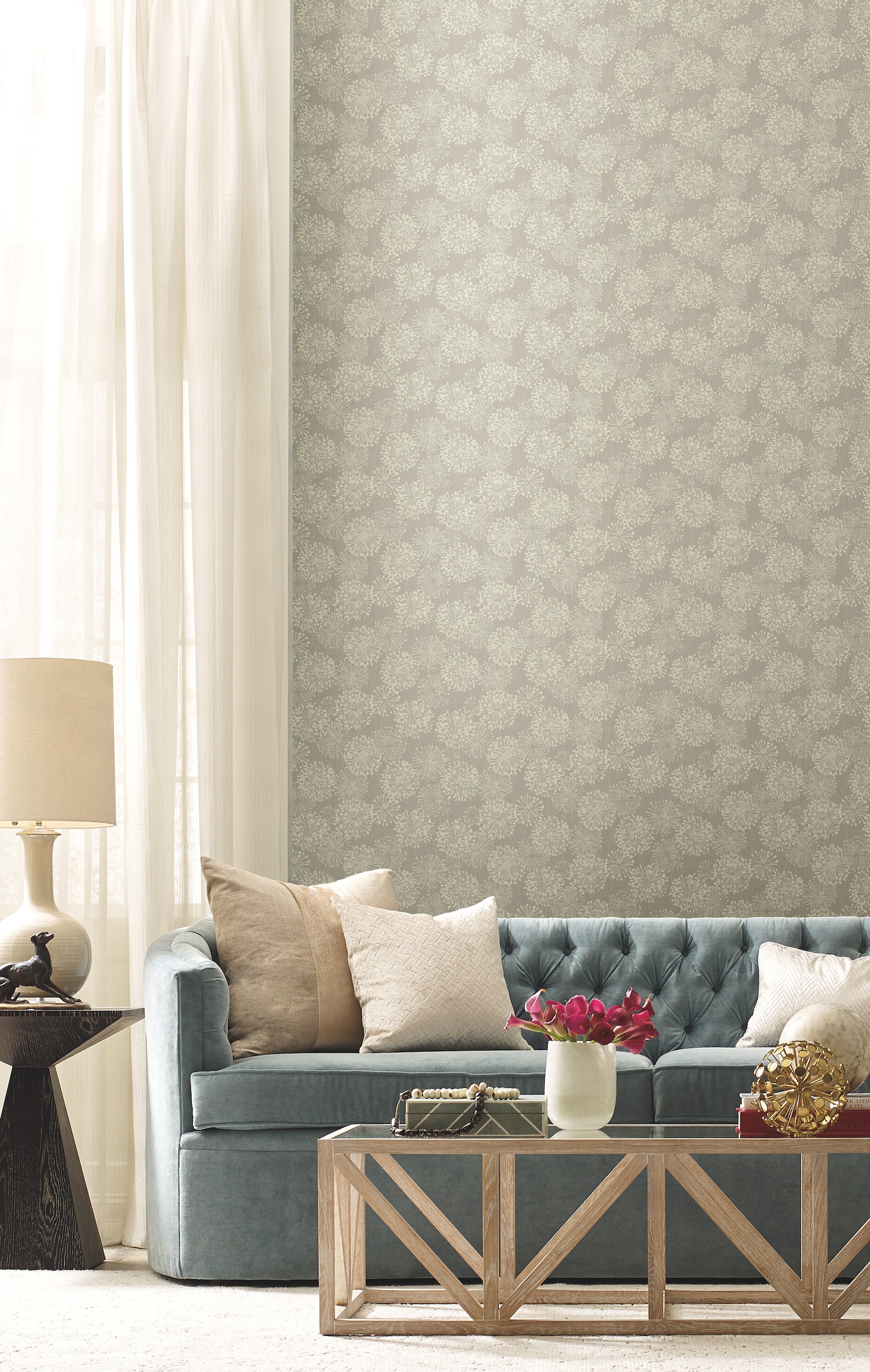 York Wallcoverings NA0580 Candice Olson Botanical Dreams 60.8-Sq. Feet Gray Non-woven Ivy/Vines Unpasted Wallpaper