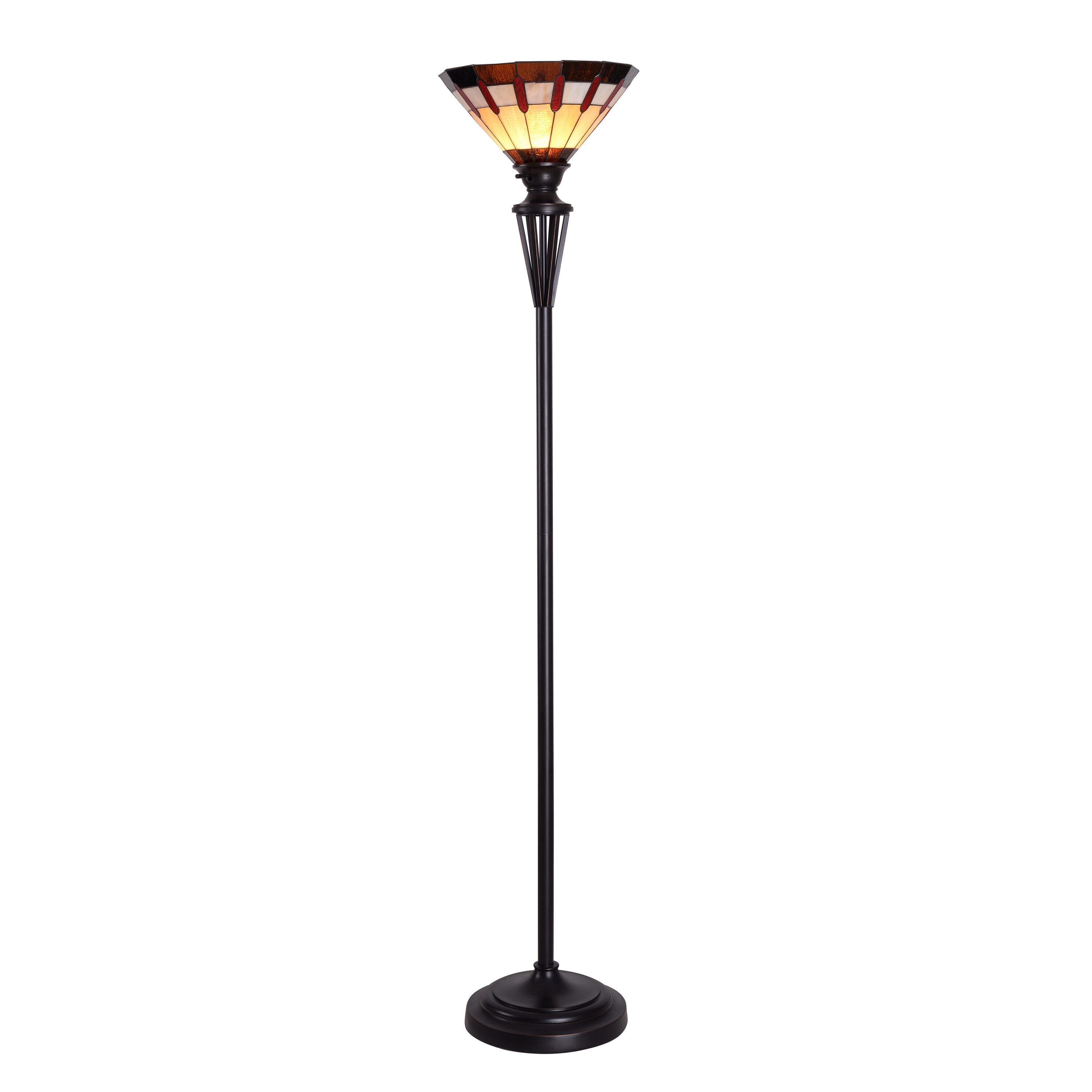 Kenroy Home Harmond 71.5-in Bronze Torchiere Floor Lamp with Glass