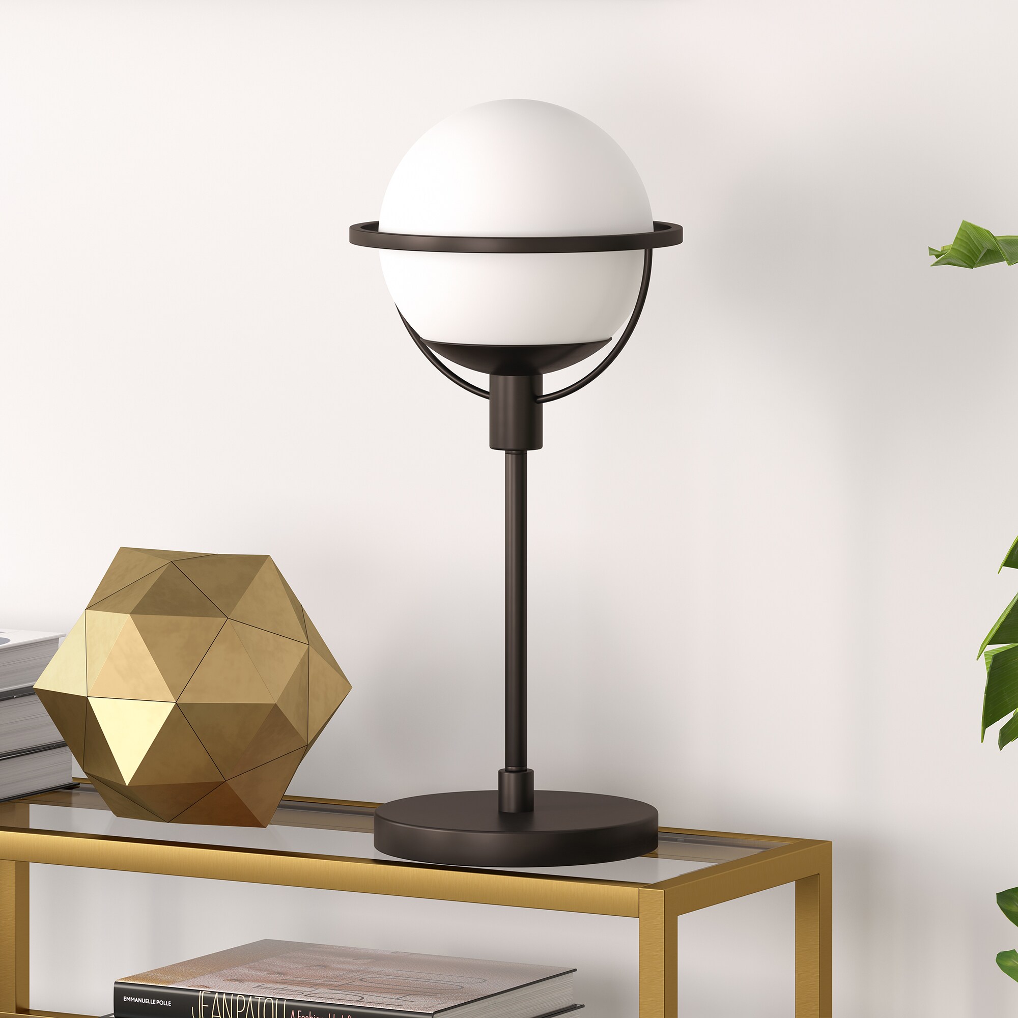 Hailey Home TL0289 Mathias 2100-in Blackened Bronze On/Off switch Table Lamp with Glass Shade