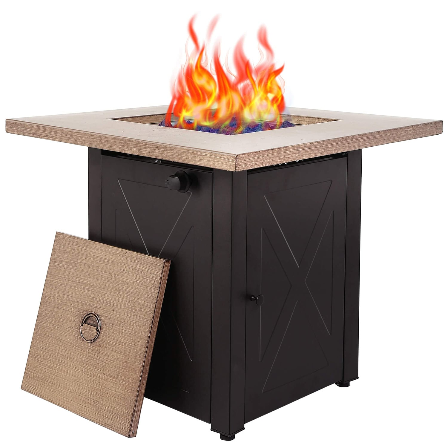 Mondawe - 28-in W 48000 Maximum BTUs Steel Square Portable Liquid propane Fire pit table