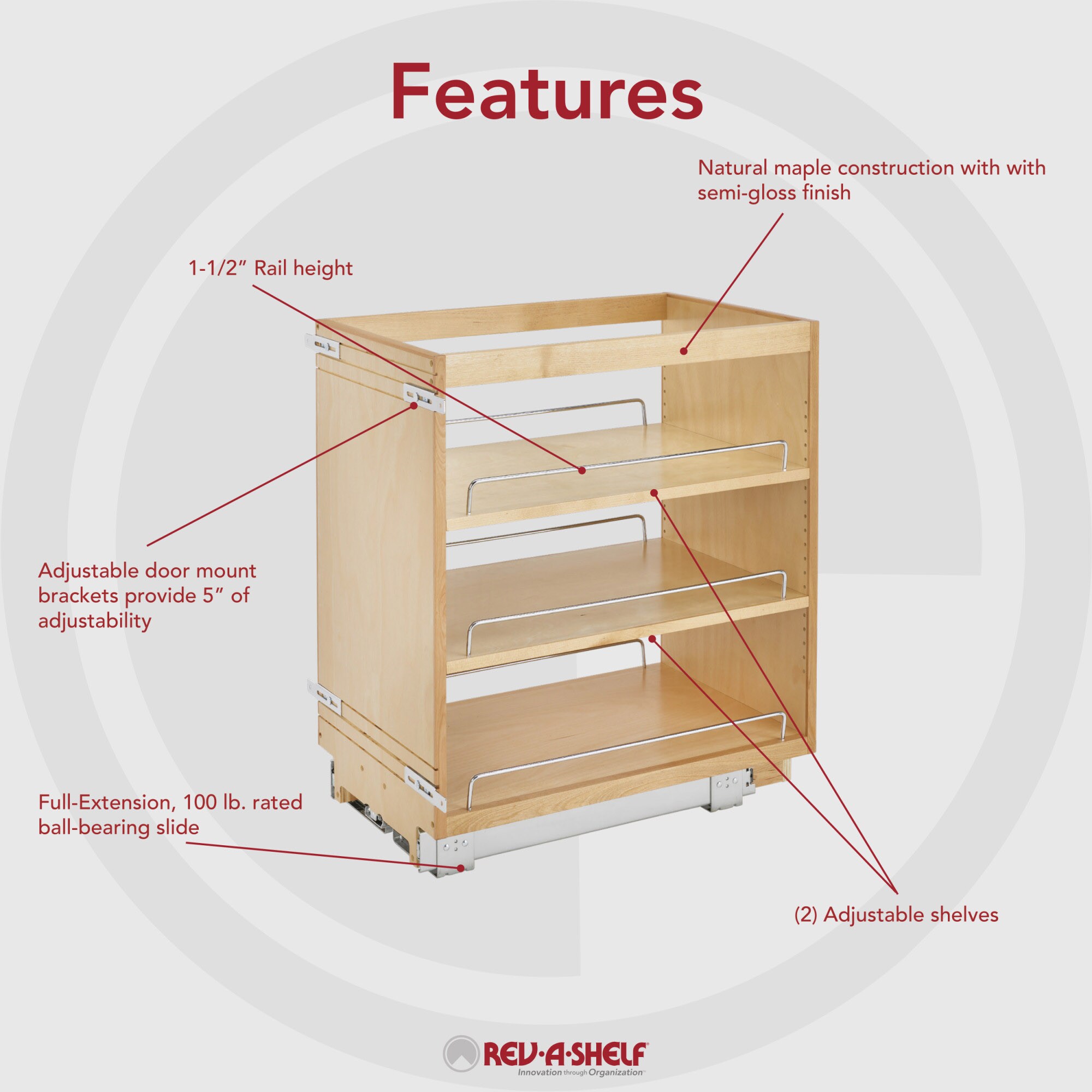 Pullout Cabinet Storage Drawer 22-1/16 Wide - All Cabinet Parts