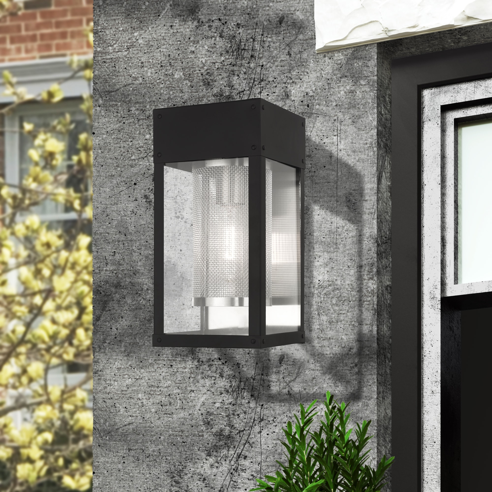Franklin Black Stainless Steel Outdoor Lantern Wall Light