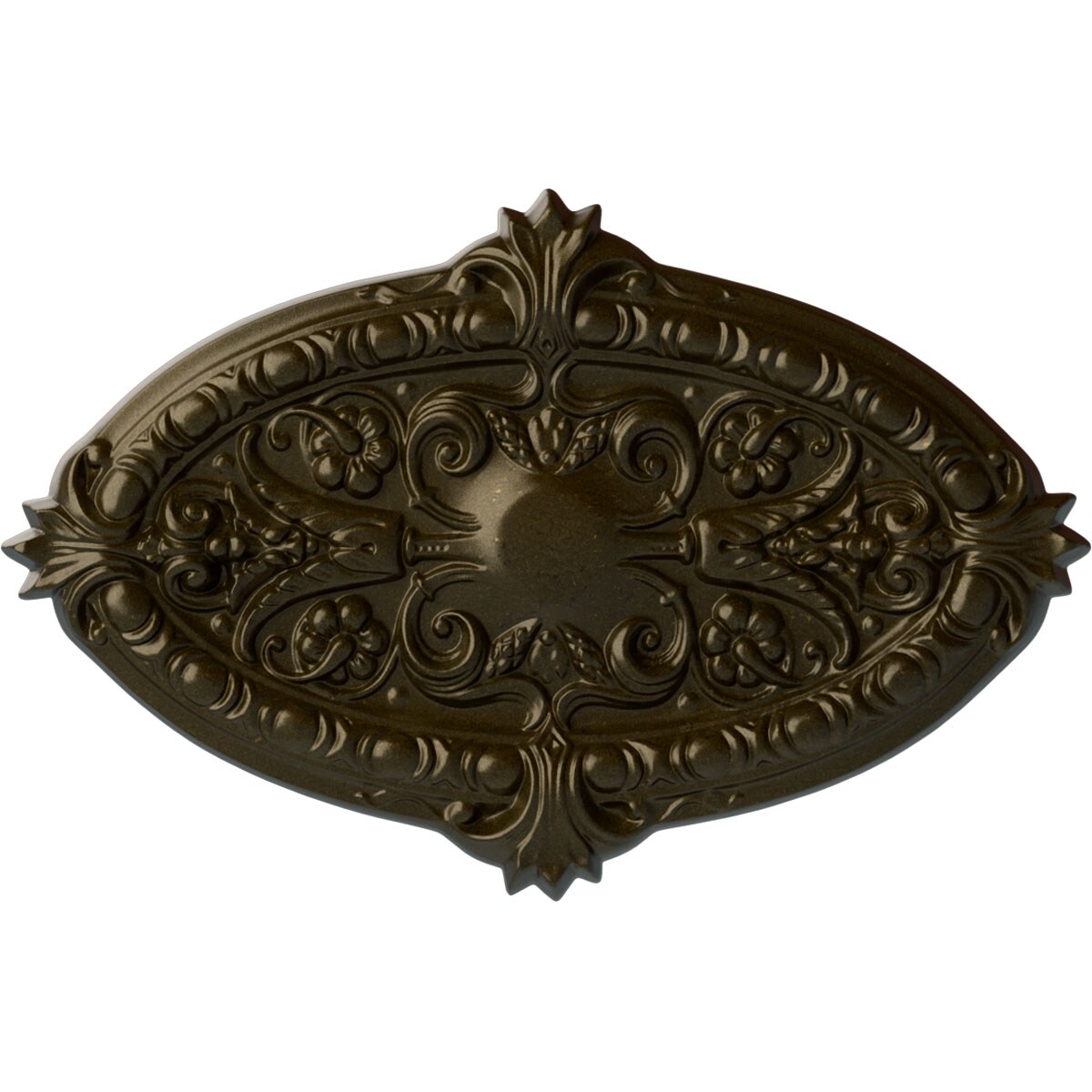 Ekena Millwork CM26MRGGS Marcella 17.25-in W x 26.75-in L Painted Green Gold Polyurethane Whole Ceiling Medallion