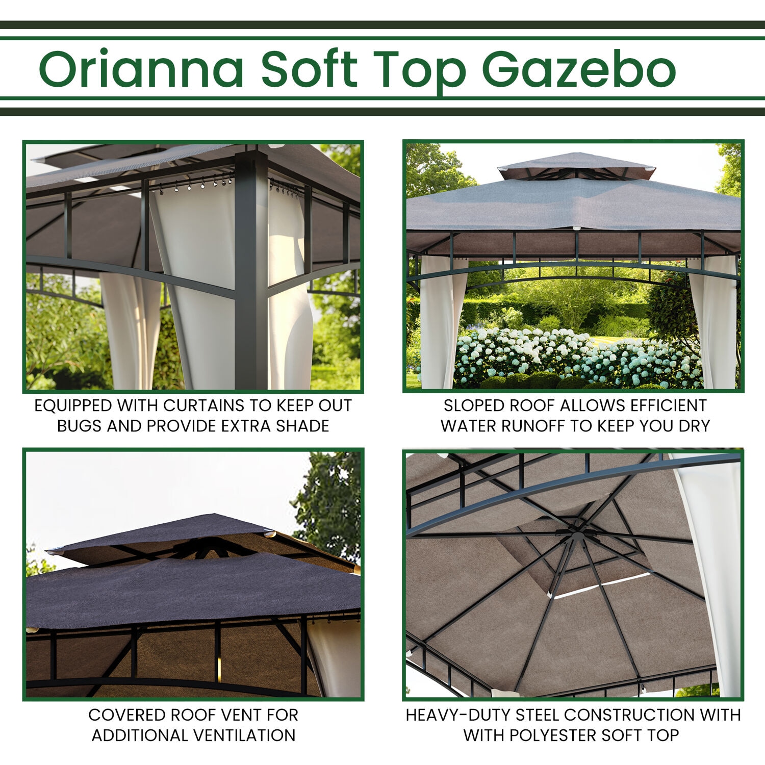 Hanover ORIANGAZ-TAN Wood-Resin-Gazebos - View #3