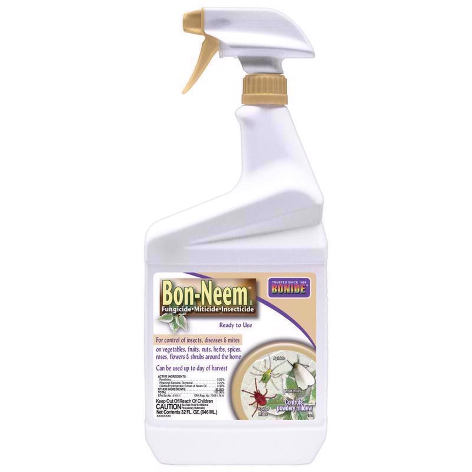 Bonide EJD7208606--12-1 Bon Neem II Organic 3 in 1 Garden Insect Spray Liquid 32 oz Case of 12