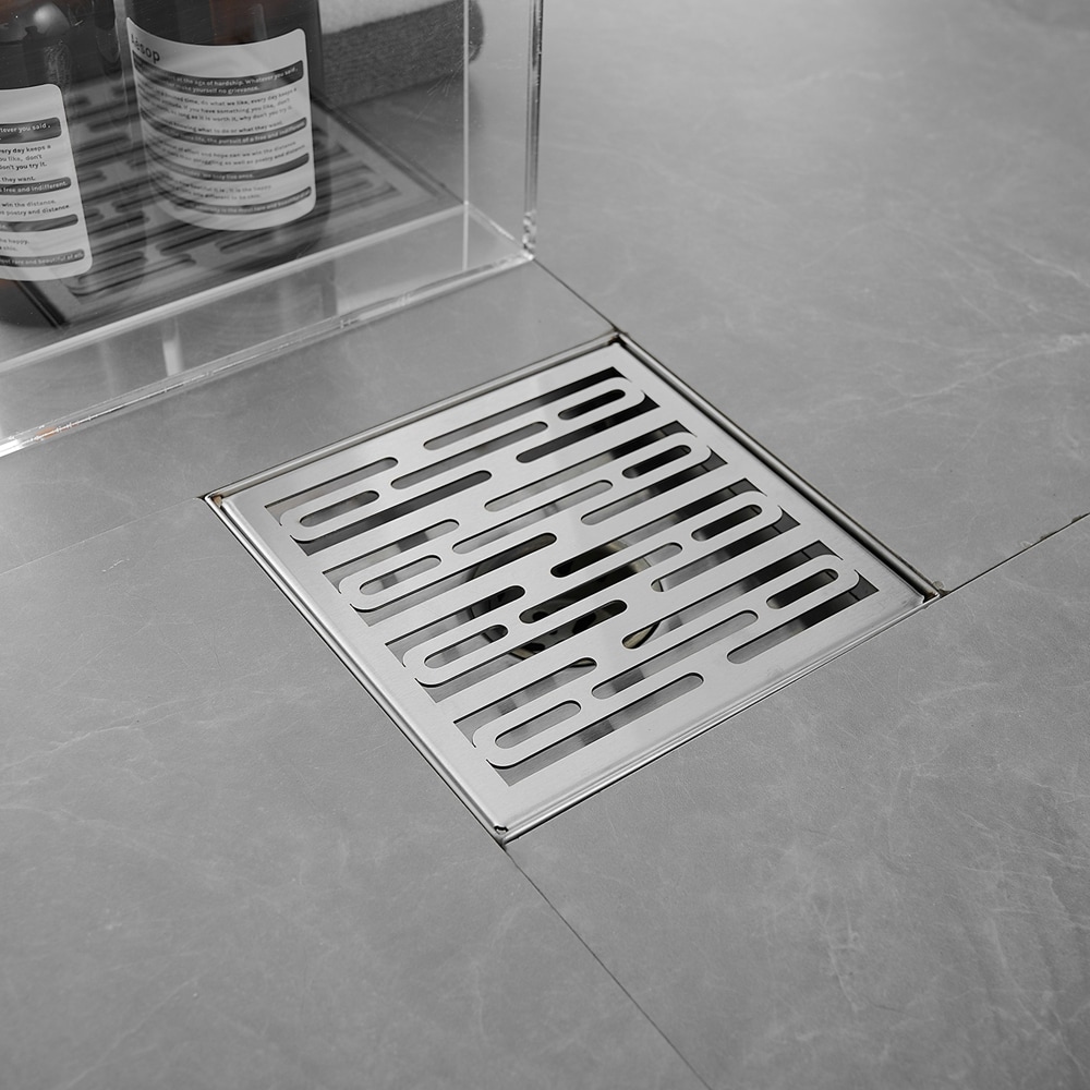 BWE 6 In. Square Stainless Steel Shower Drain with Slot Pattern Drain ...