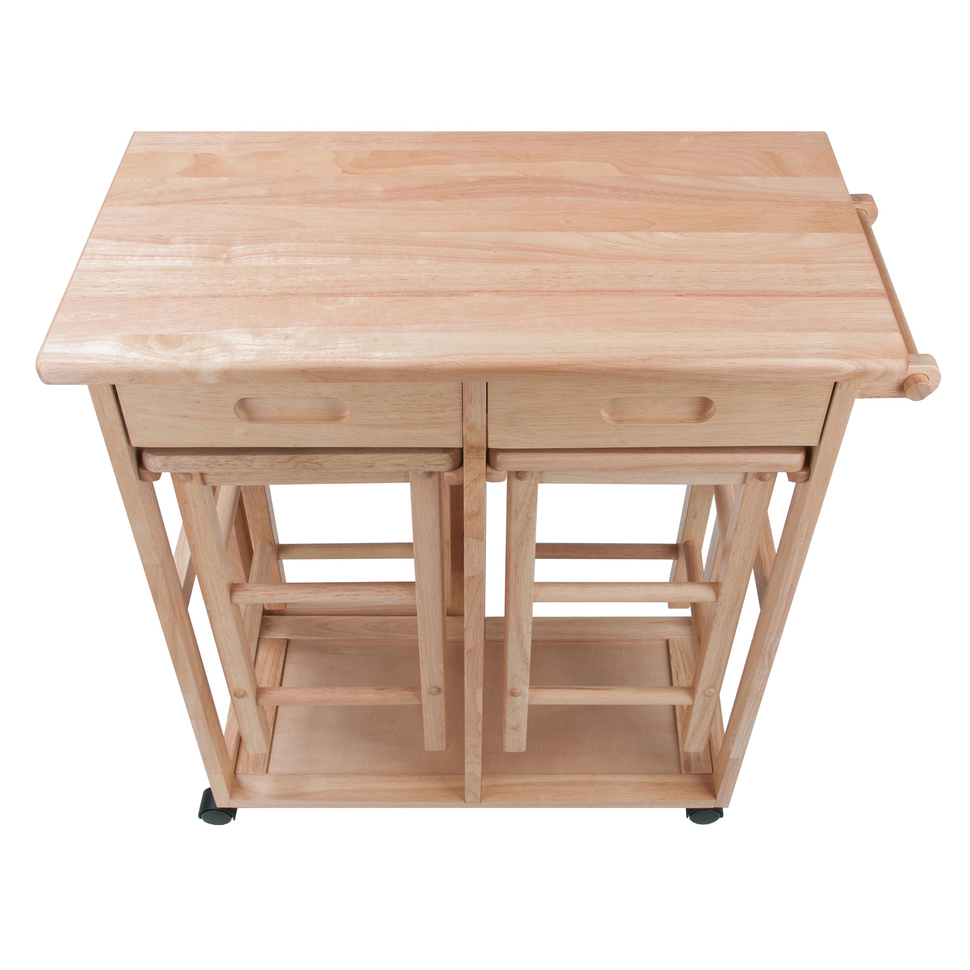 Natural Light Wood Drop Leaf Bar Table with Stools
