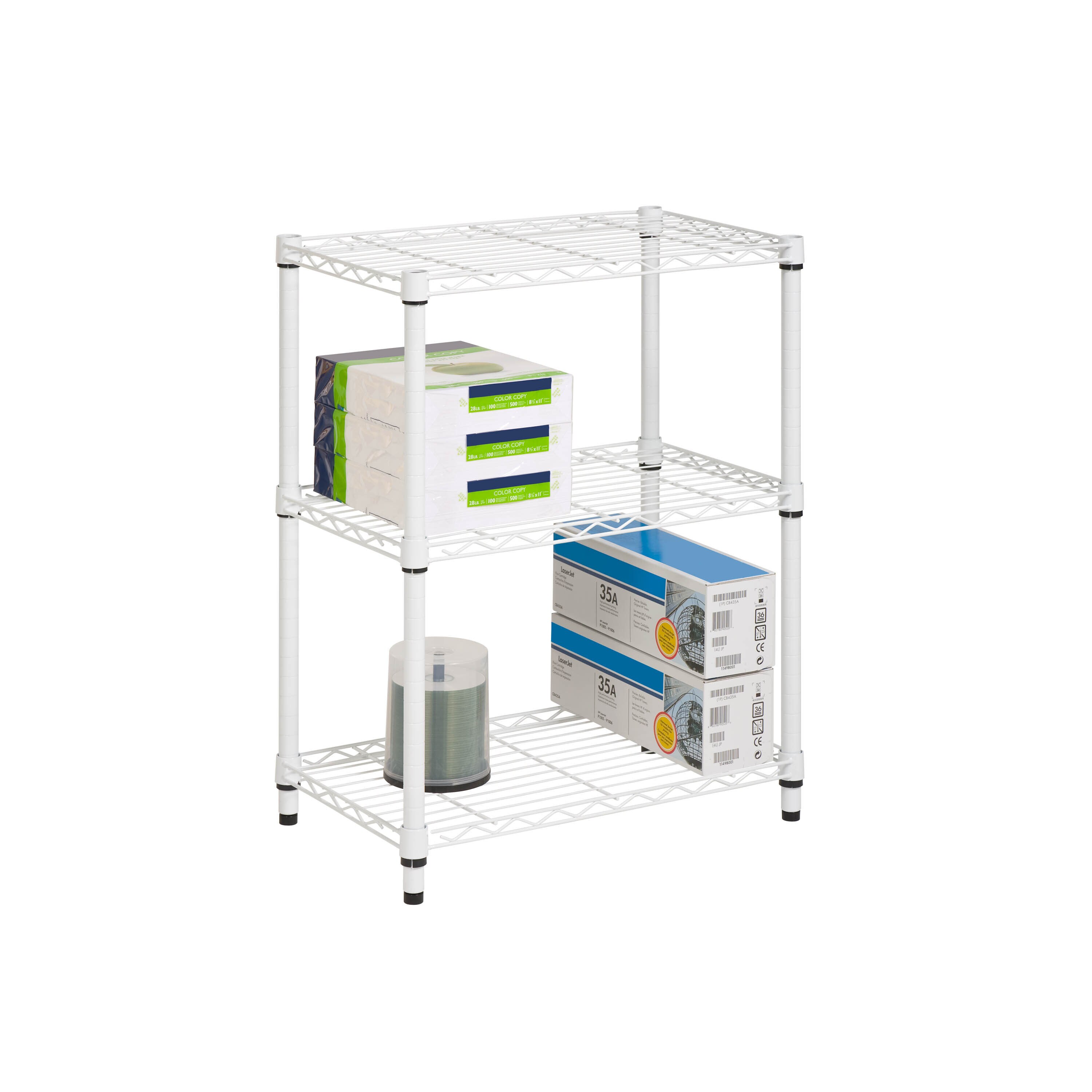 Heavy Duty Adjustable 3-Tier Steel Shelving Unit, White