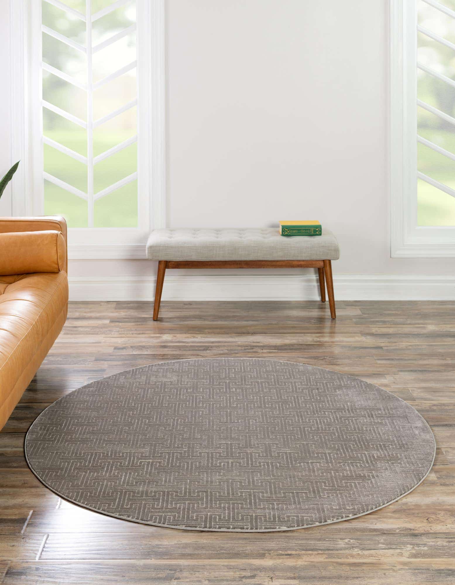 Unique Loom 3186840 Jill Zarin Uptown 3 x 3 (ft) Loomed Polypropylene Gray Round Indoor Geometric Area rug