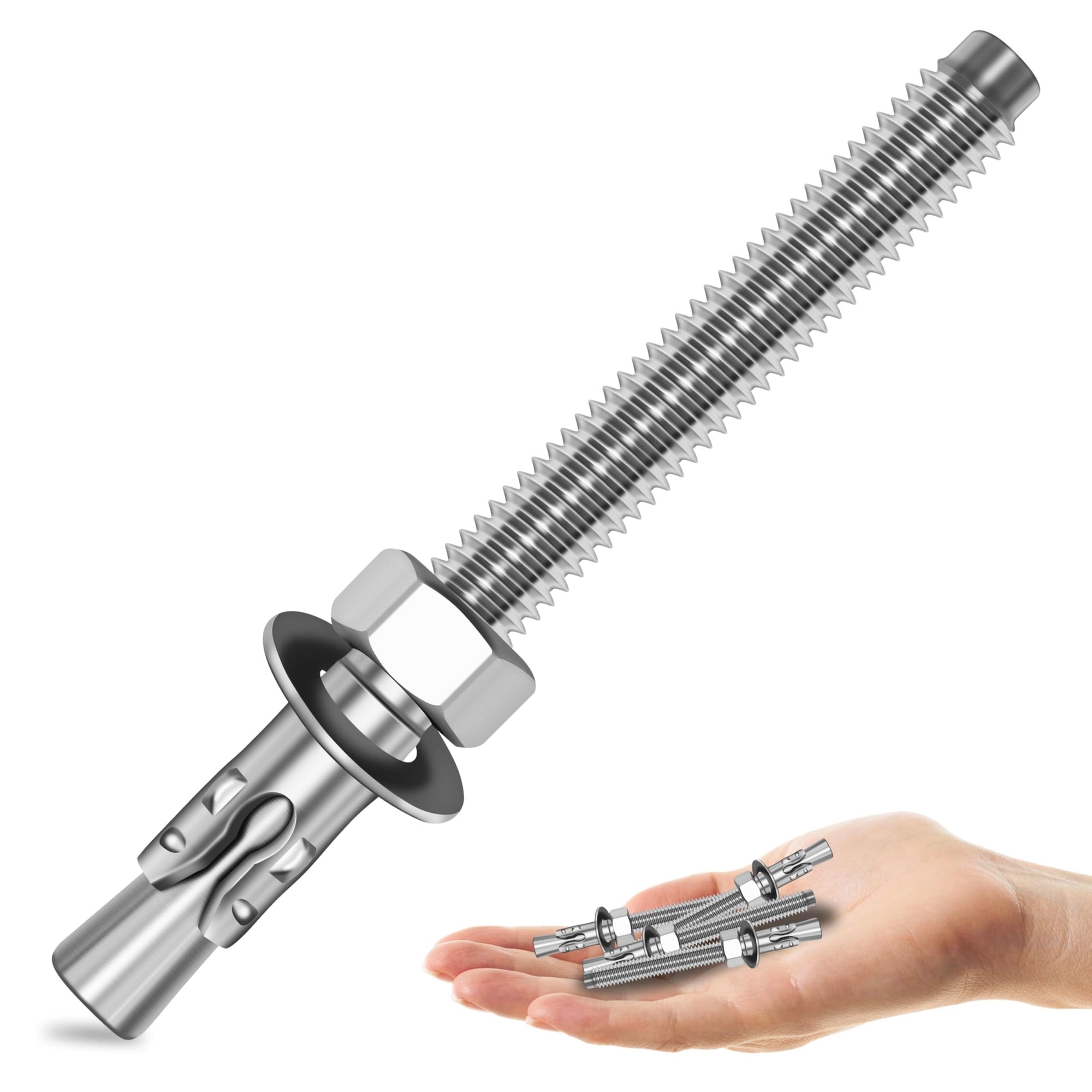 AKSCYZM 1/4 x 3 Inch Wedge Anchors 10 Pieces 304 Stainless Steel Heavy Duty Masonry Anchor Bolts for Concrete Brick and Cement #LAK0818K554