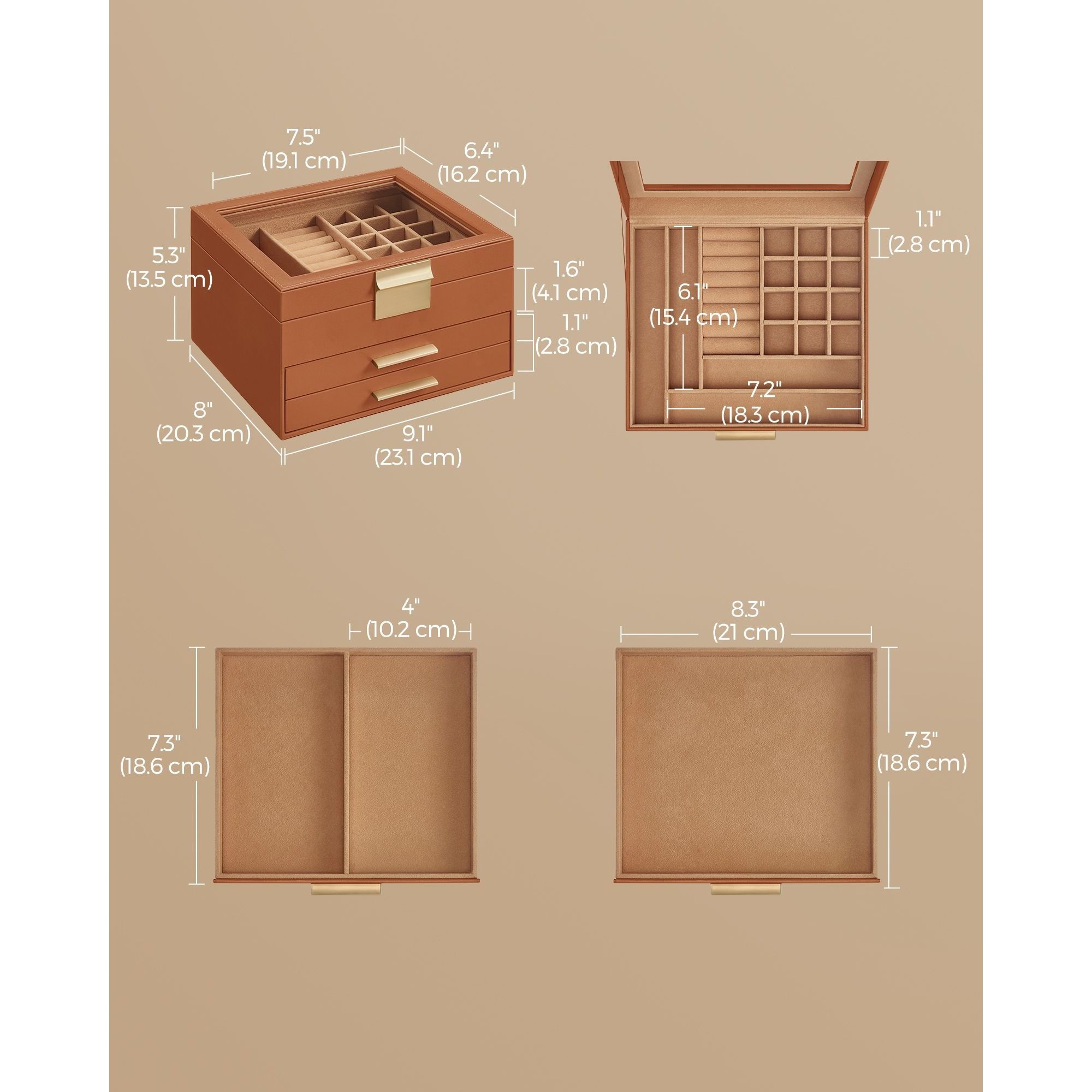 Slickblue MDF Jewelry Box Desktop Type No Hidden Storage No Mirror ...