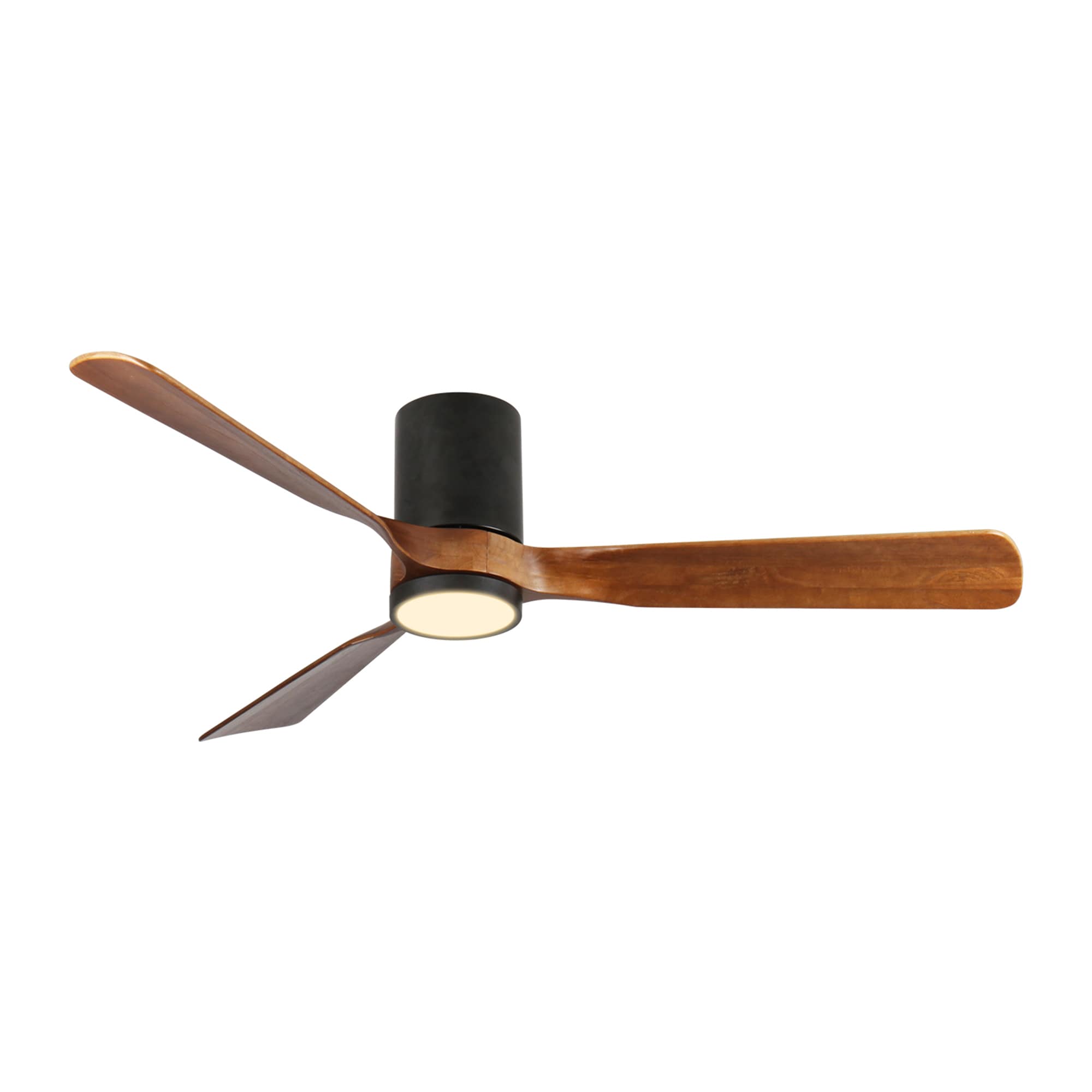 SINOFURN SYD470003BN 60-in Color-Changing Integrated LED Flush Mount Black + Brown with Wood Blades Ceiling Fan With Light 3 -Blade )