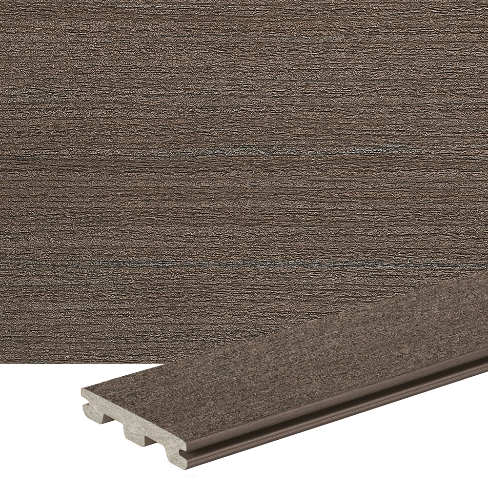 TimberTech PRGV5412DC Prime+ 1-in x 6-in x 12-ft Dark Cocoa Grooved Composite Deck board