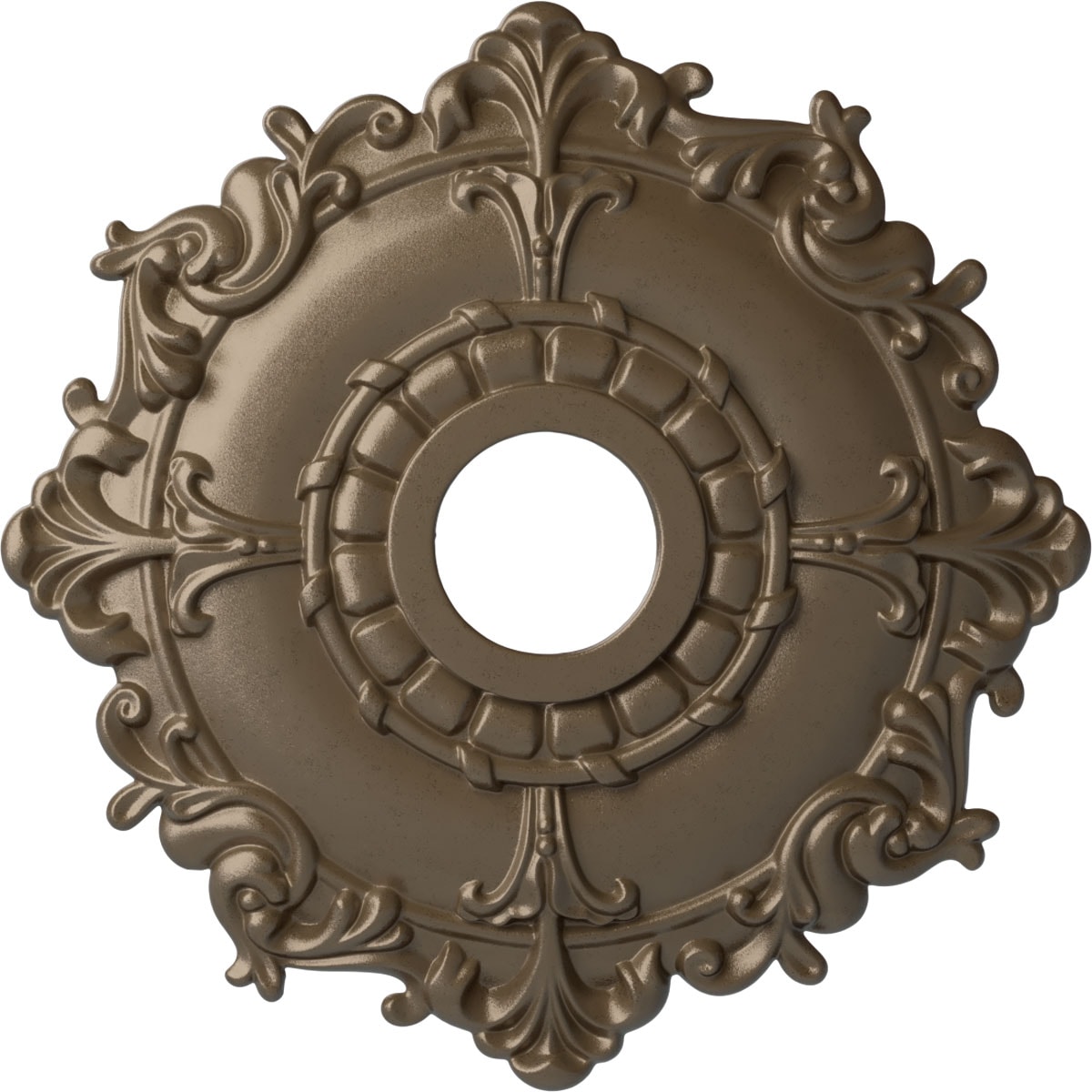 Ekena Millwork CM18RLWSS Riley 18-in W x 18-in L Painted Warm Silver Polyurethane Whole Ceiling Medallion