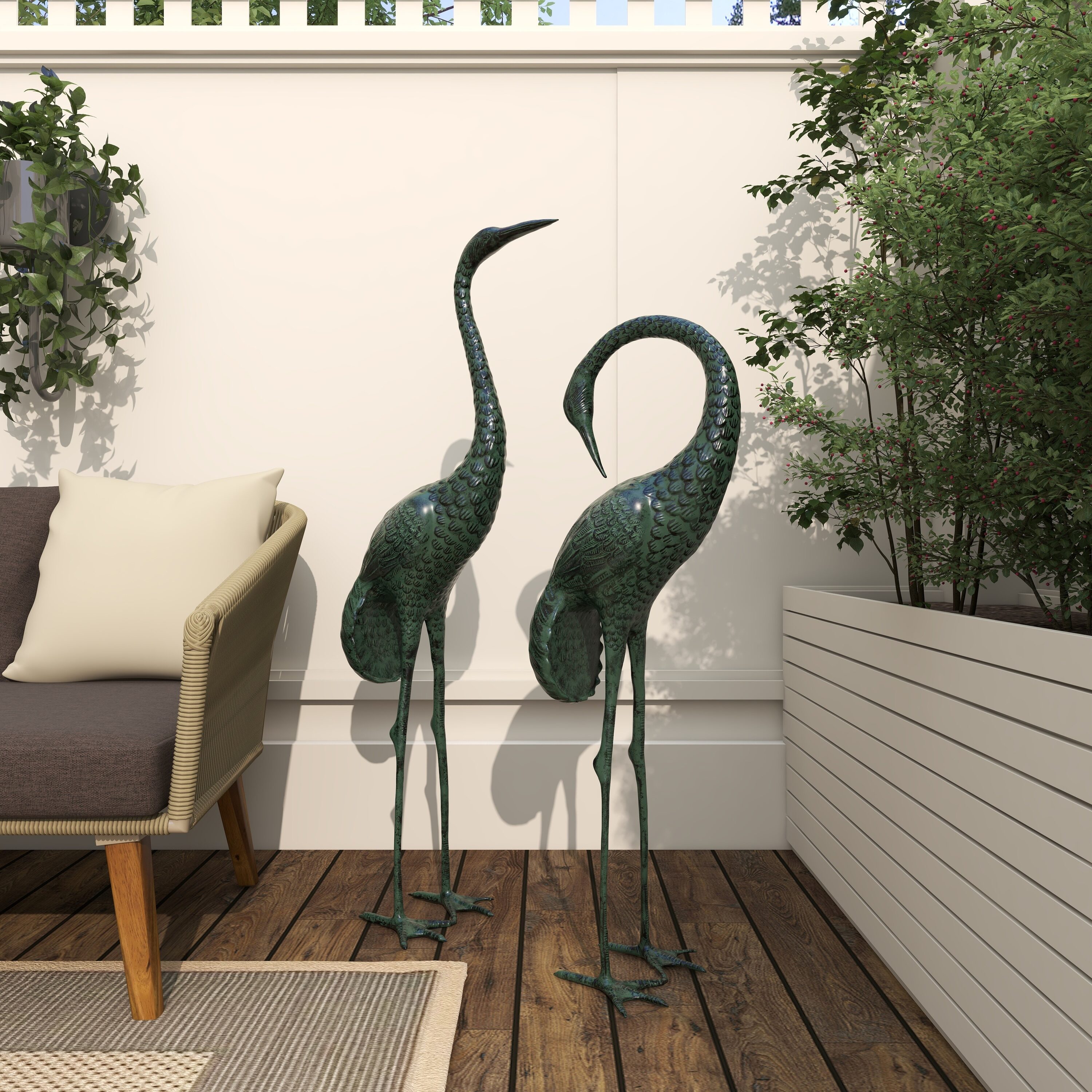Grayson Lane 15039 42-in H x 15-in W Green Flamingo Garden Statue