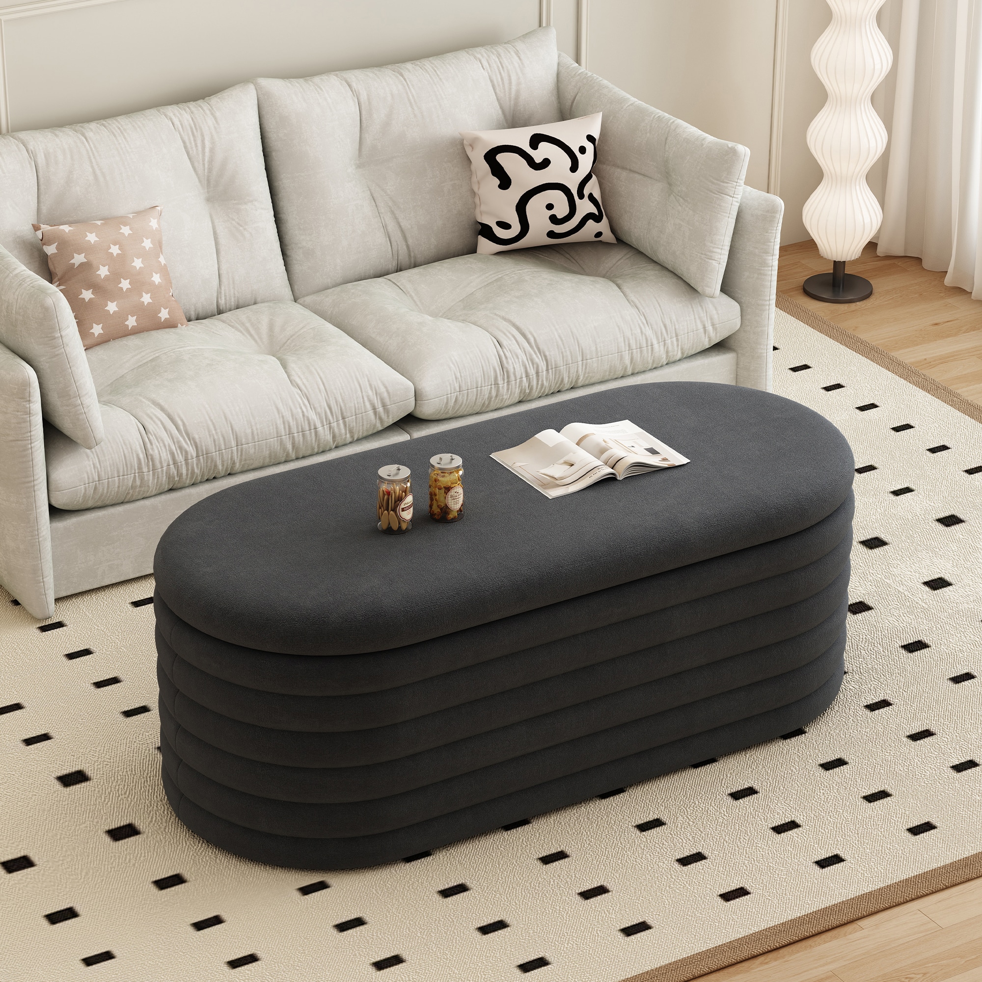 Lycvki EBB-29 Casual Black Storage Bench with Storage 40-in x 17-in x 16-in