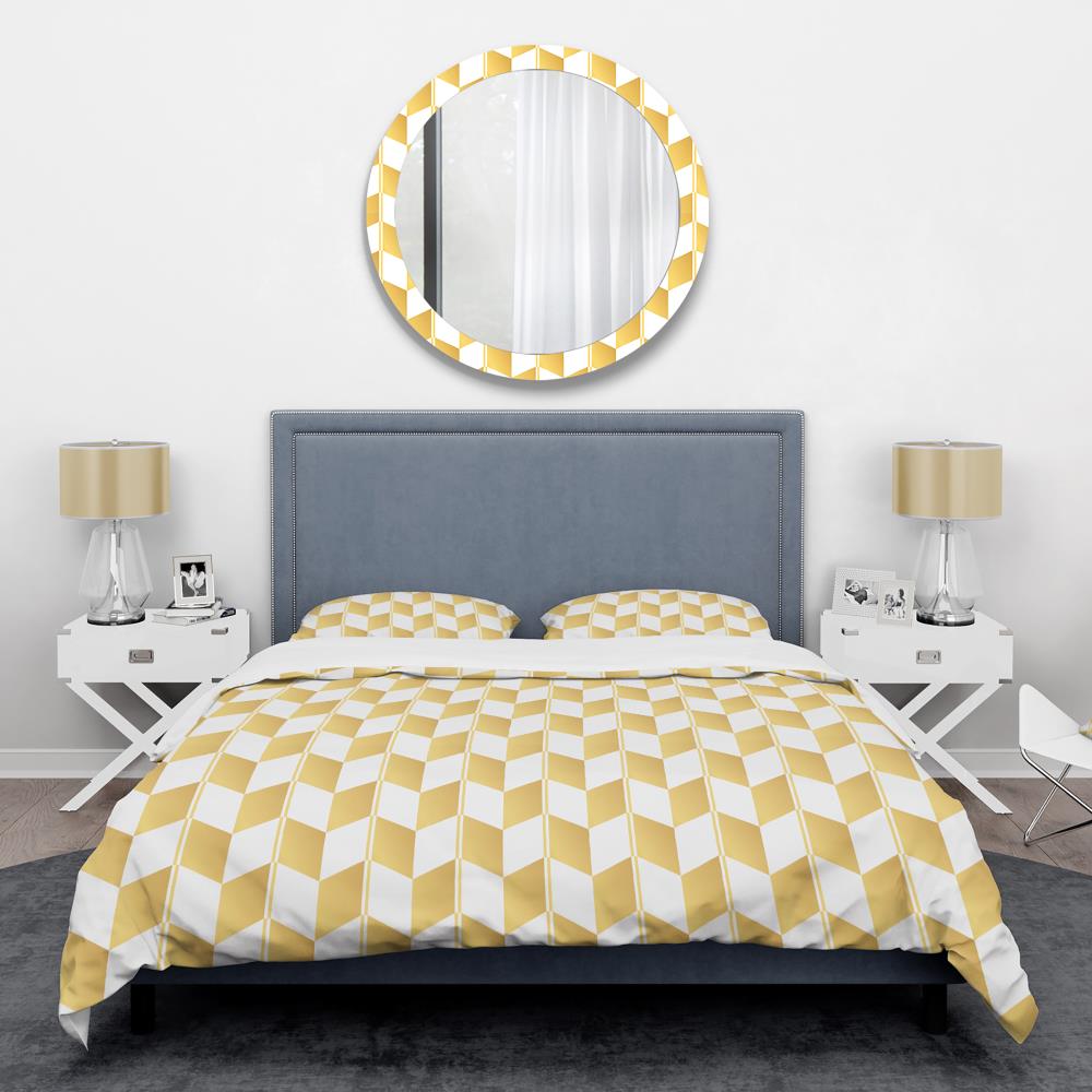 Designart BED24023-K 3 -Piece Gold King Duvet cover Set