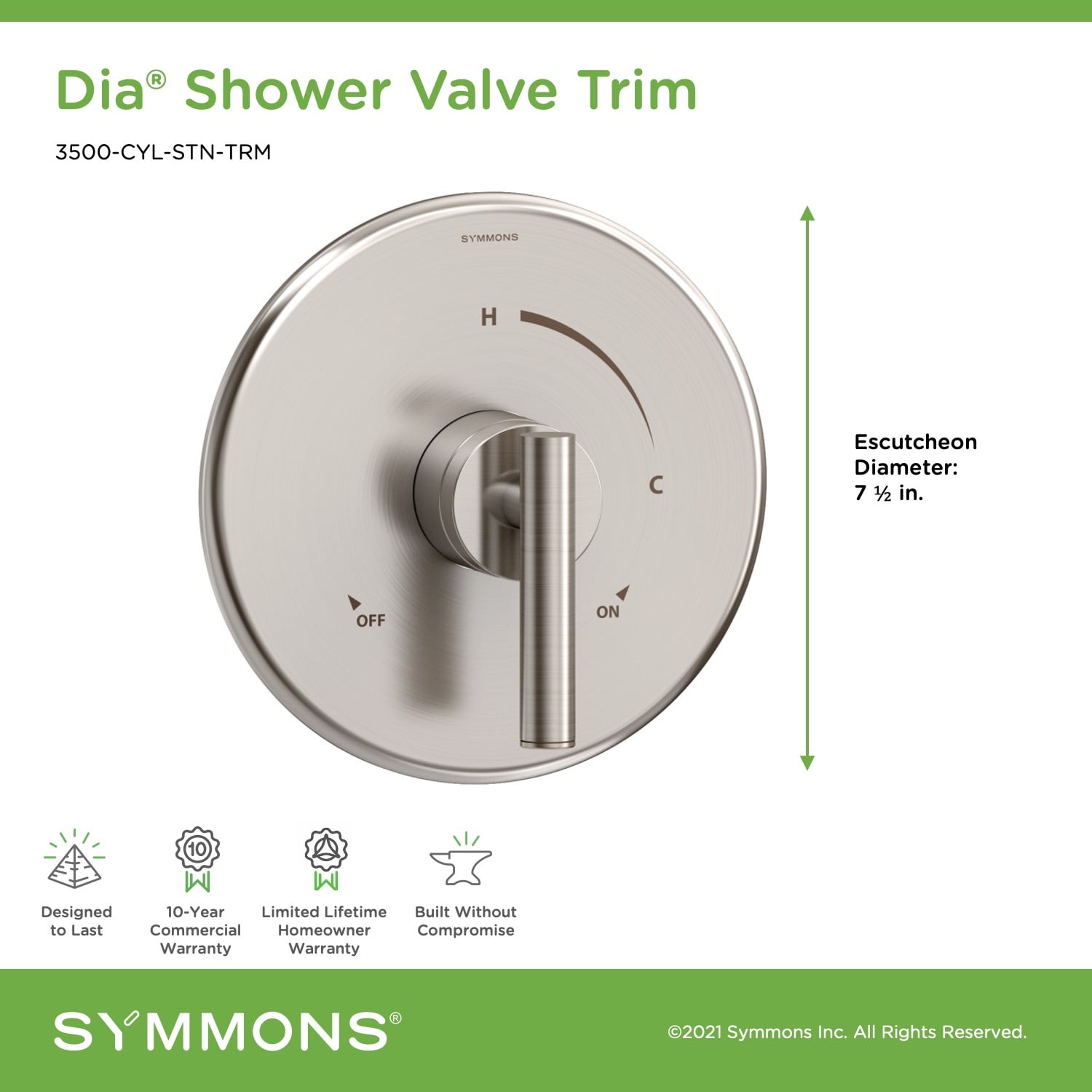 Symmons 3500-CYL-STN-TRM Shower-Handles - View #2