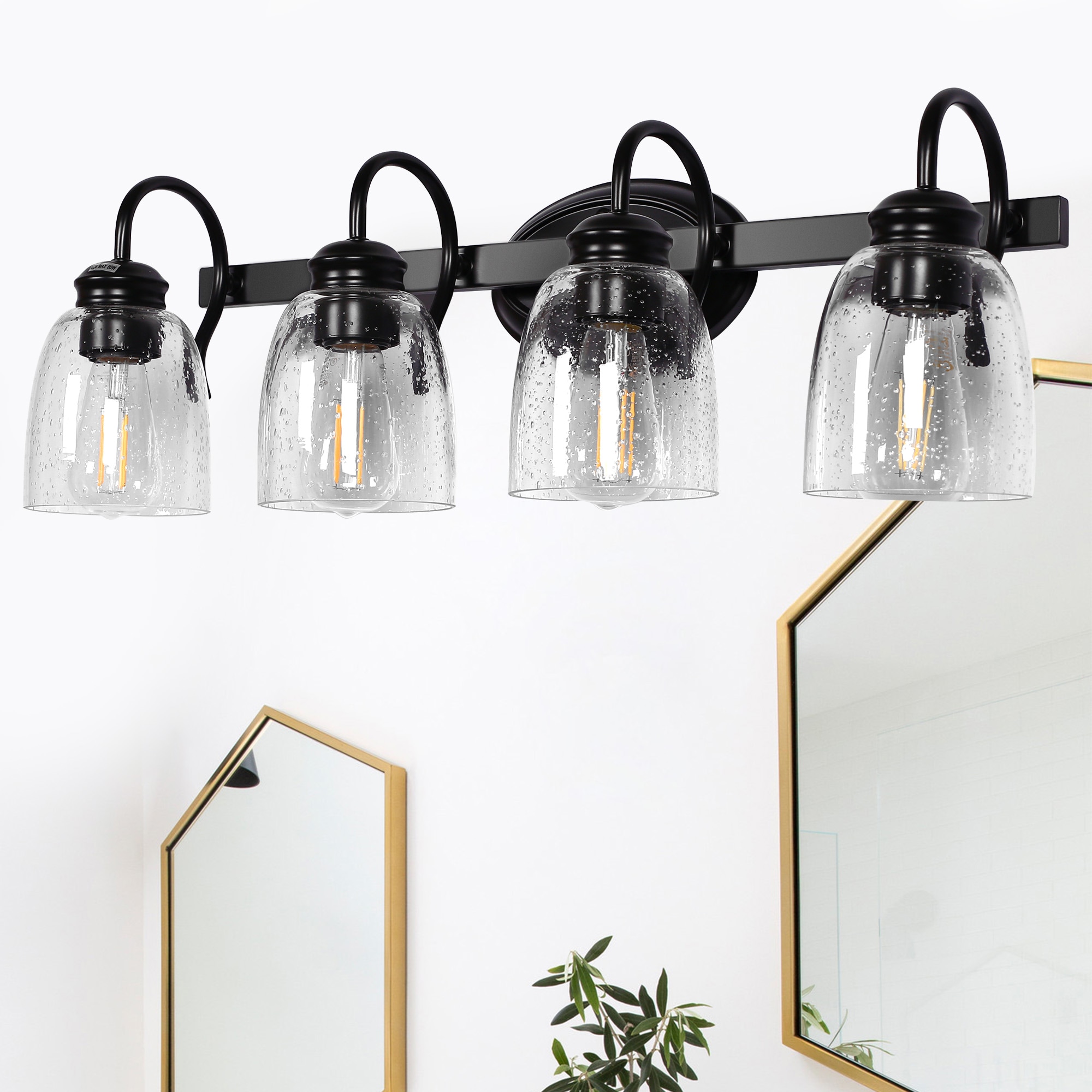 YANSUN LA-JQ12901DNK-11 25.2-in 4 -Light Matte Black Modern/contemporary Vanity light
