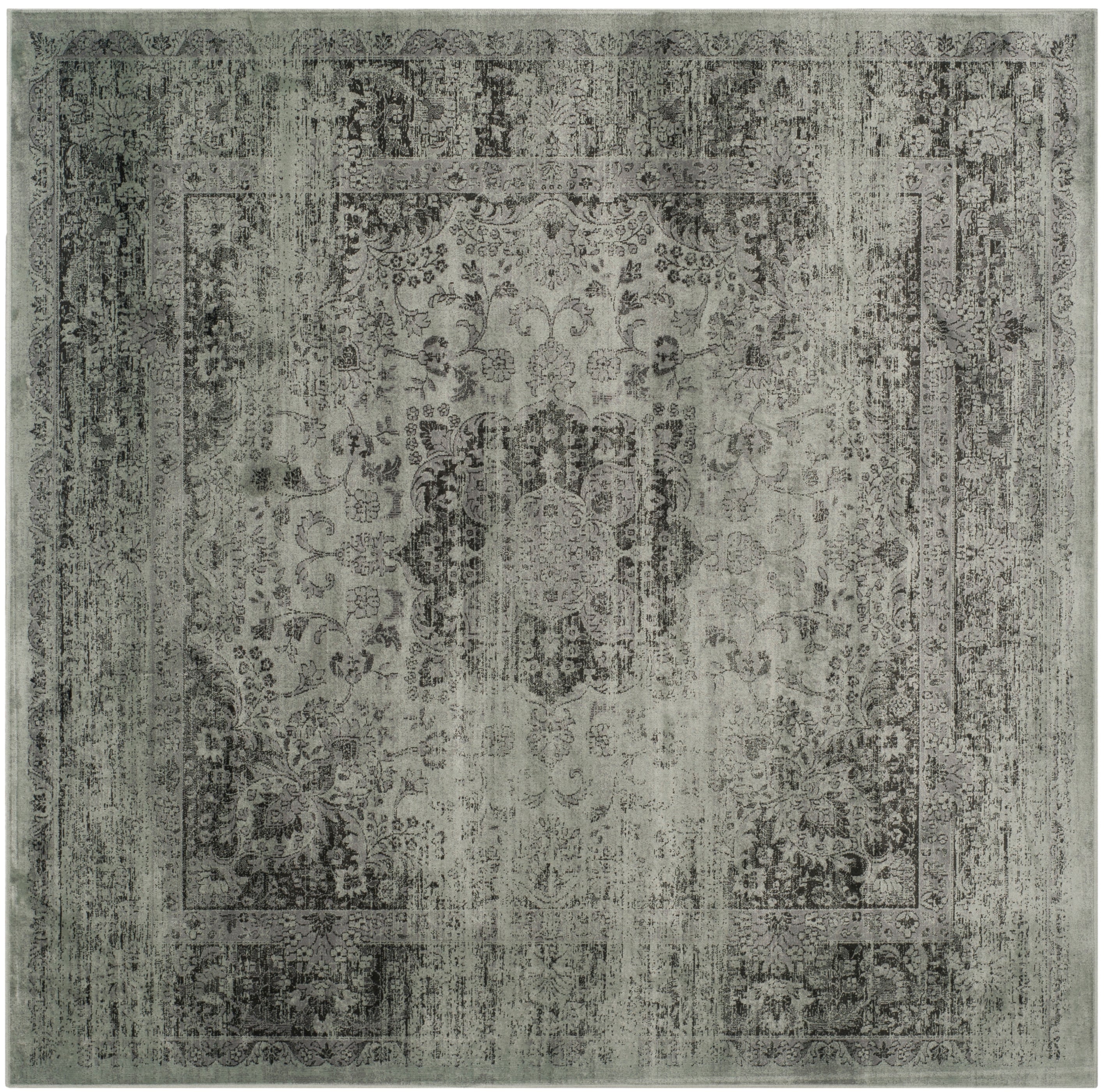 Safavieh VTG113-2111-6SQ Vintage Alhia 6 x 6 (ft) Loomed Synthetic Spruce/Ivory Square Indoor Distressed/Overdyed Vintage Area rug