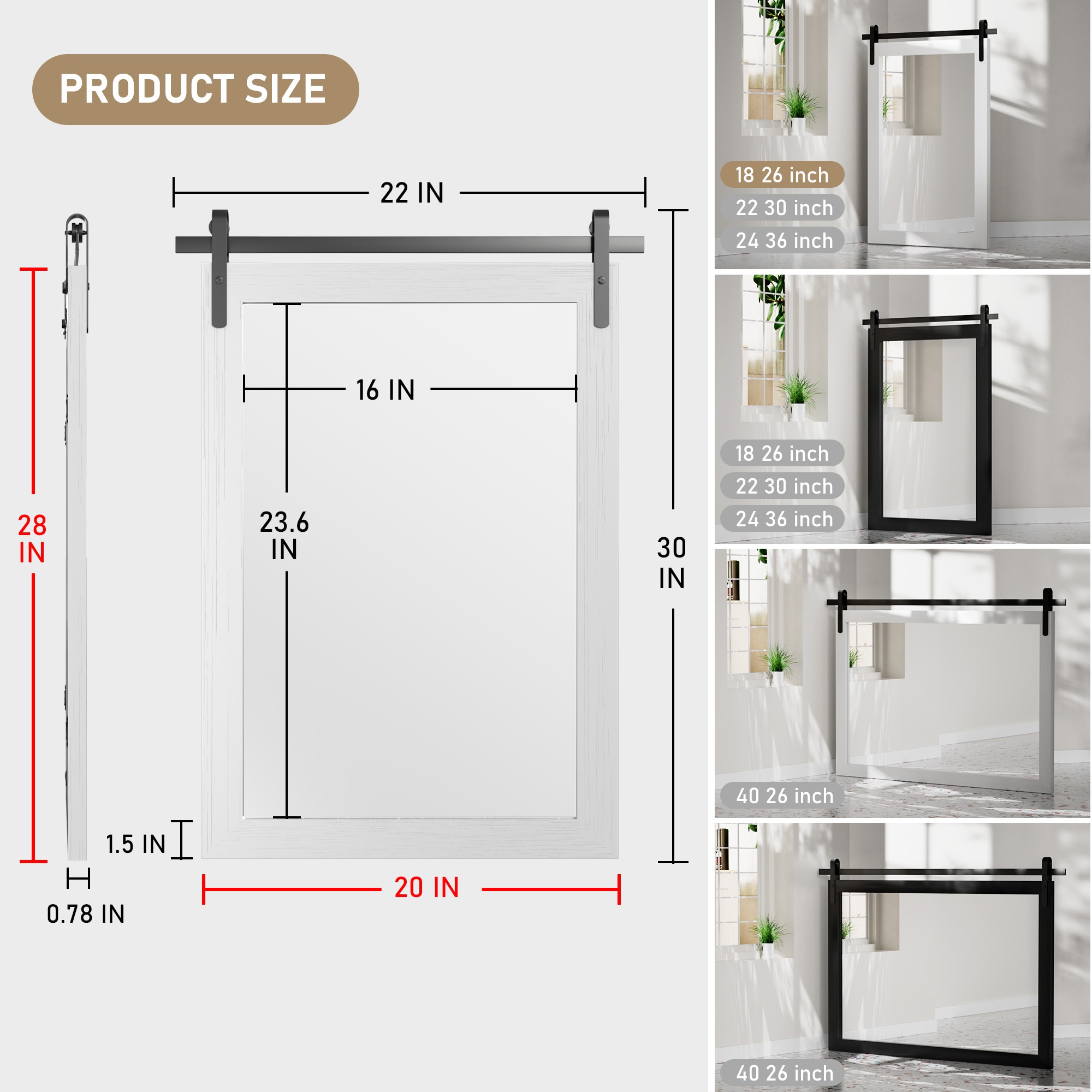 Clavie LS-22301-FRWH Decor-Mirrors - View #5