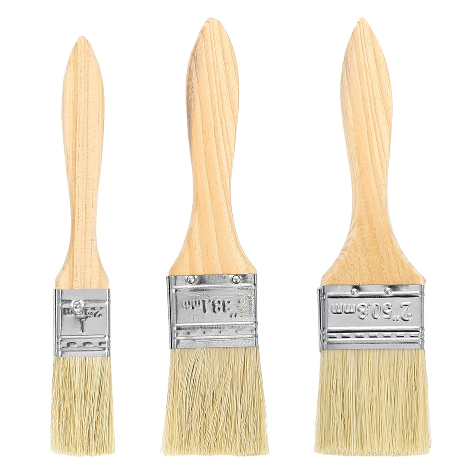 Harfington 3pcs Chip Paint Brush 1+1.5+2inch Flat Painting Brushes Synthetic Bristle Paint Brushes with Wooden Handle for DIY Art Painting Furniture Cabinet Fences Deck Wall Door Trim #S26062500UX3972