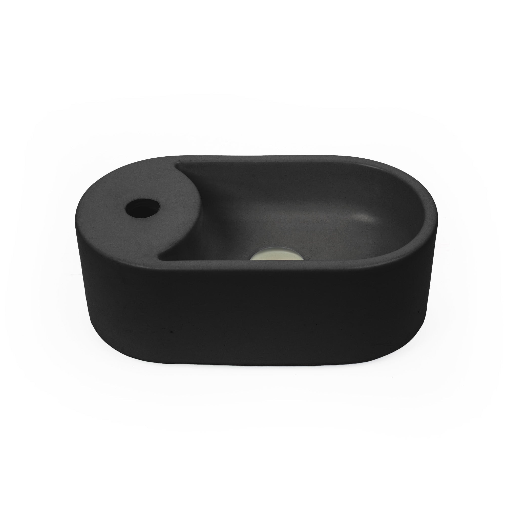 Concretti CHICAGOLICORICE1 Concrete 16 Vessel Oval Modern Licorice Bathroom Sink