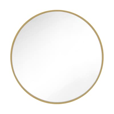 Feiss Kit 30 In L X W Round, Round Brass Mirror