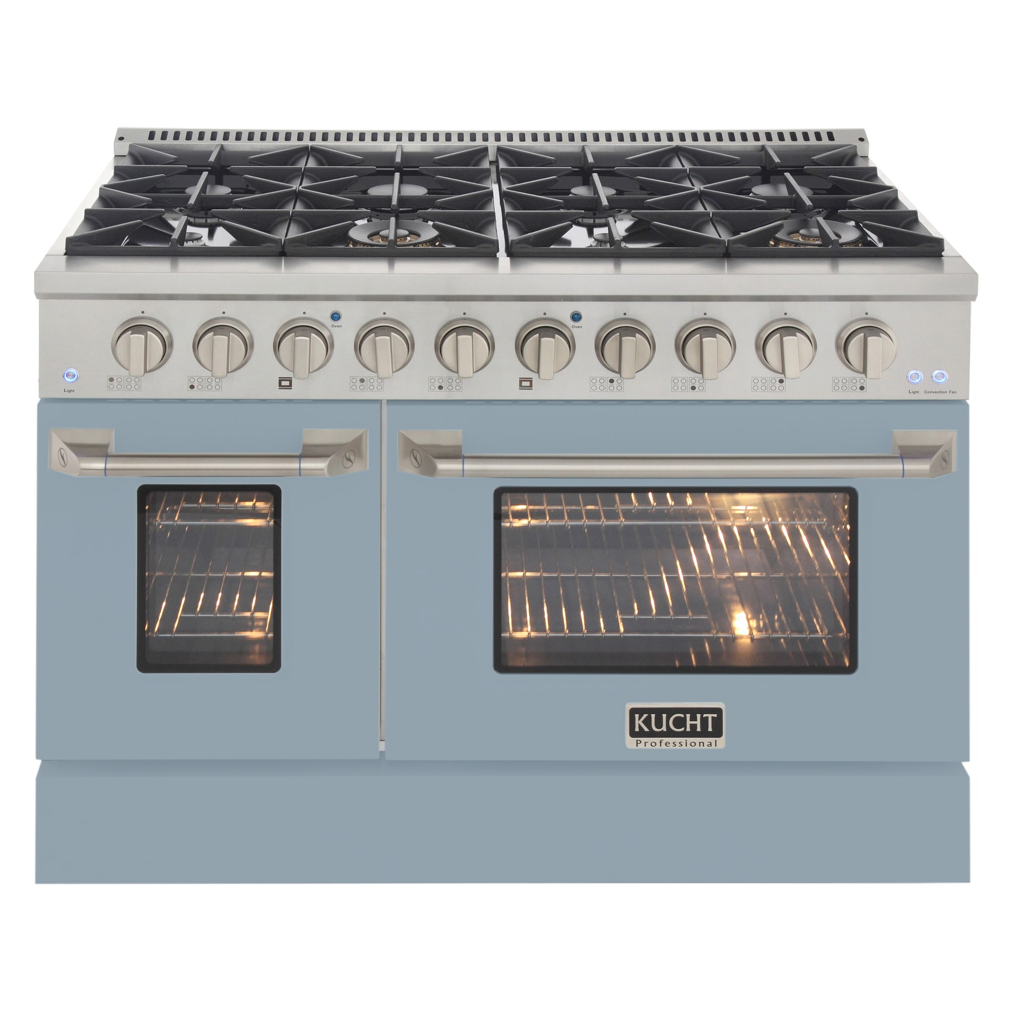 Kucht KNG481-LE 48-Inches 8 burners 4.2-Cu. Feet / 2.5-Cu. Feet Convection Oven Freestanding Double Oven Gas Range ( Light Bliue )